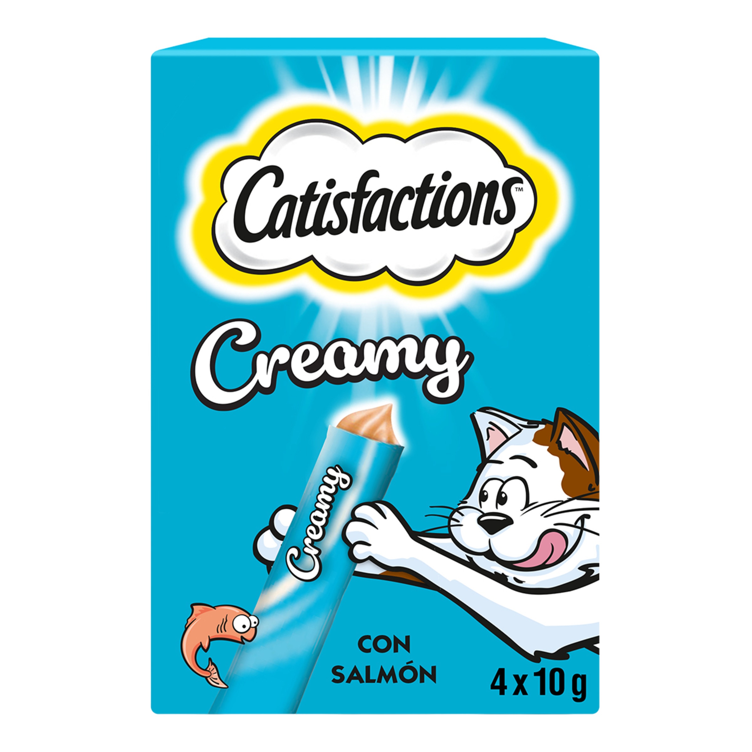 Imagen 0 de Snacks para Gatos Adultos Creamy salmón Catisfactions 4 x 10g