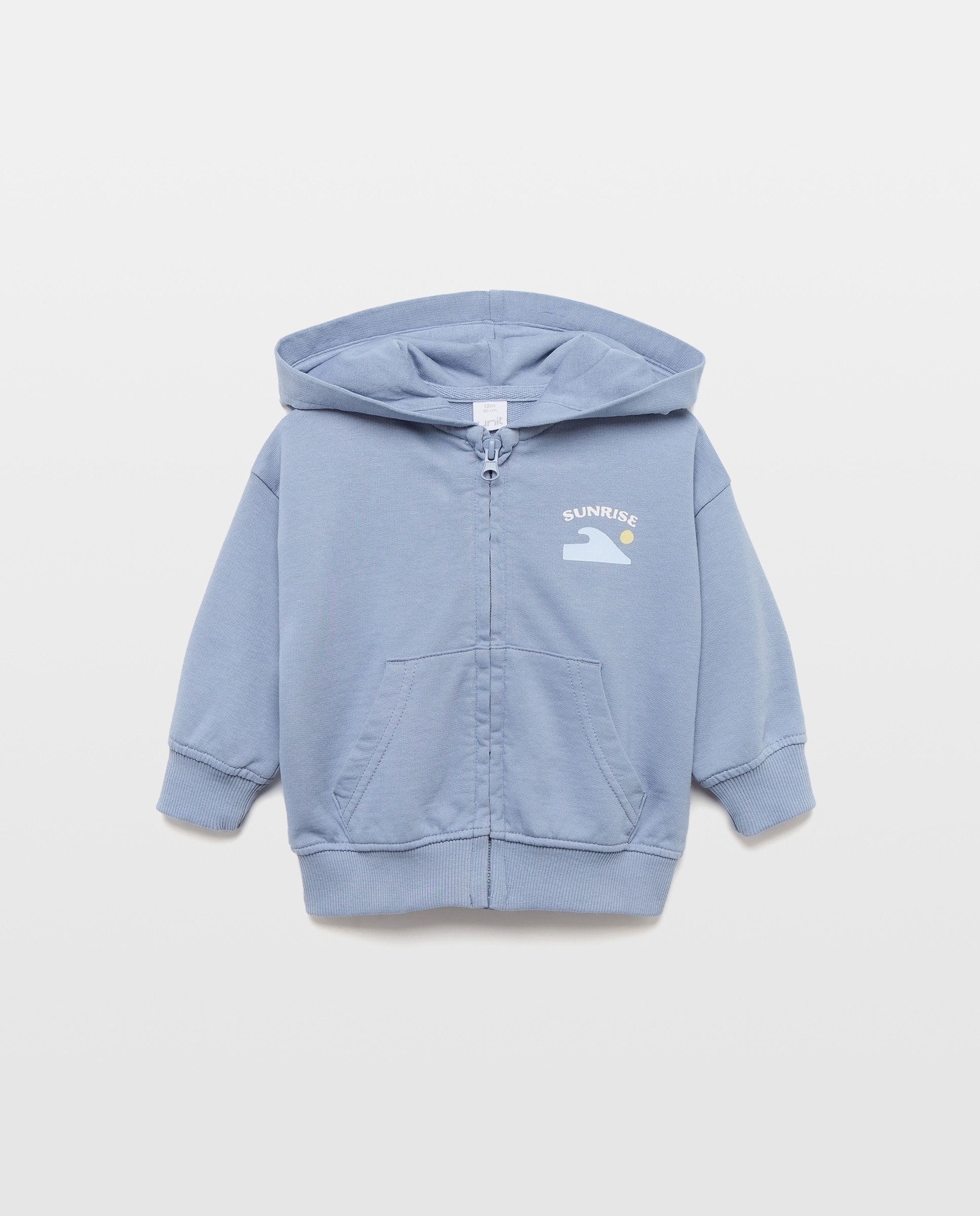 Sudadera de bebé estampada con capucha y cremallera 400 Azul-1