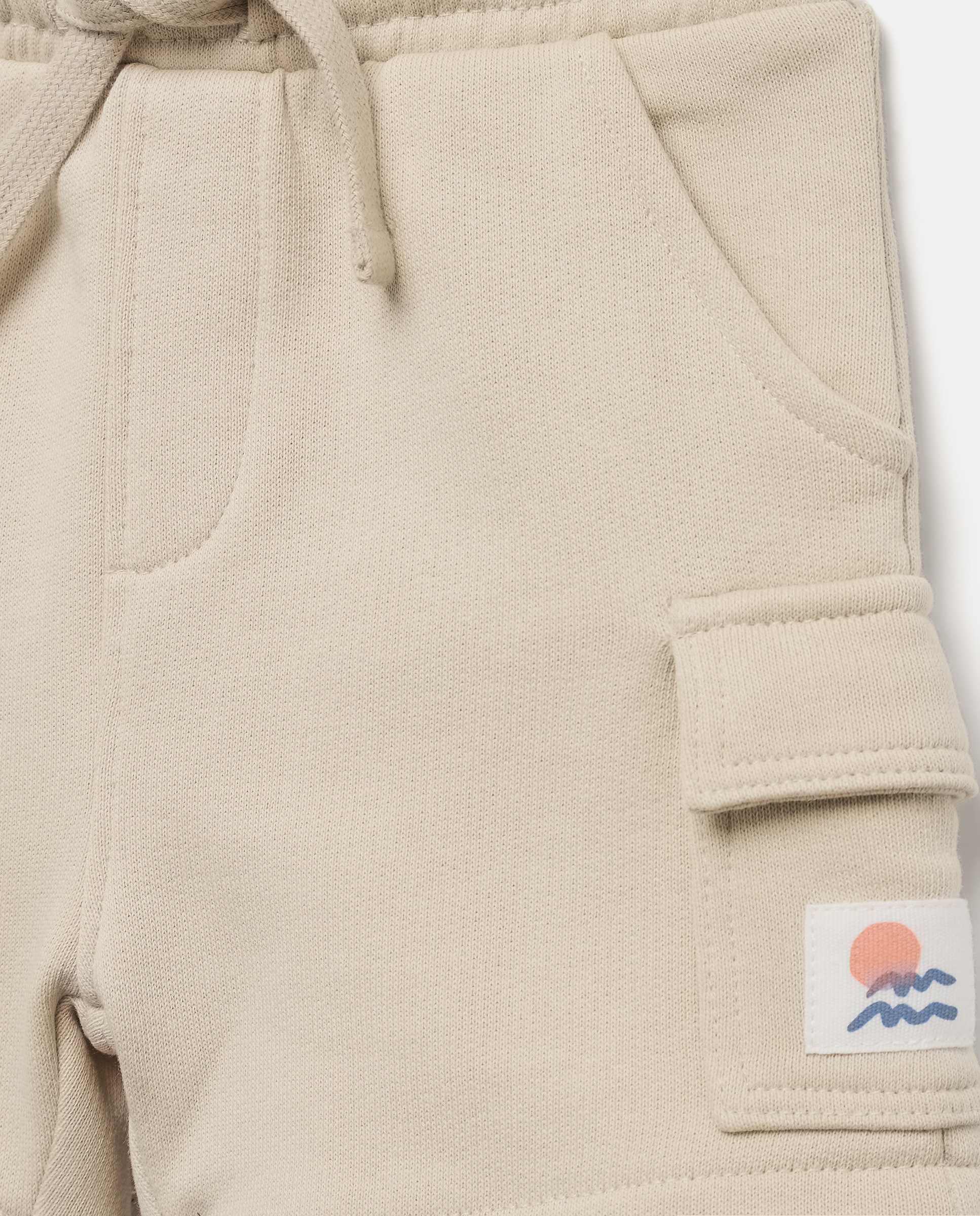 Bermuda de bebé felpa cargo Beige-3