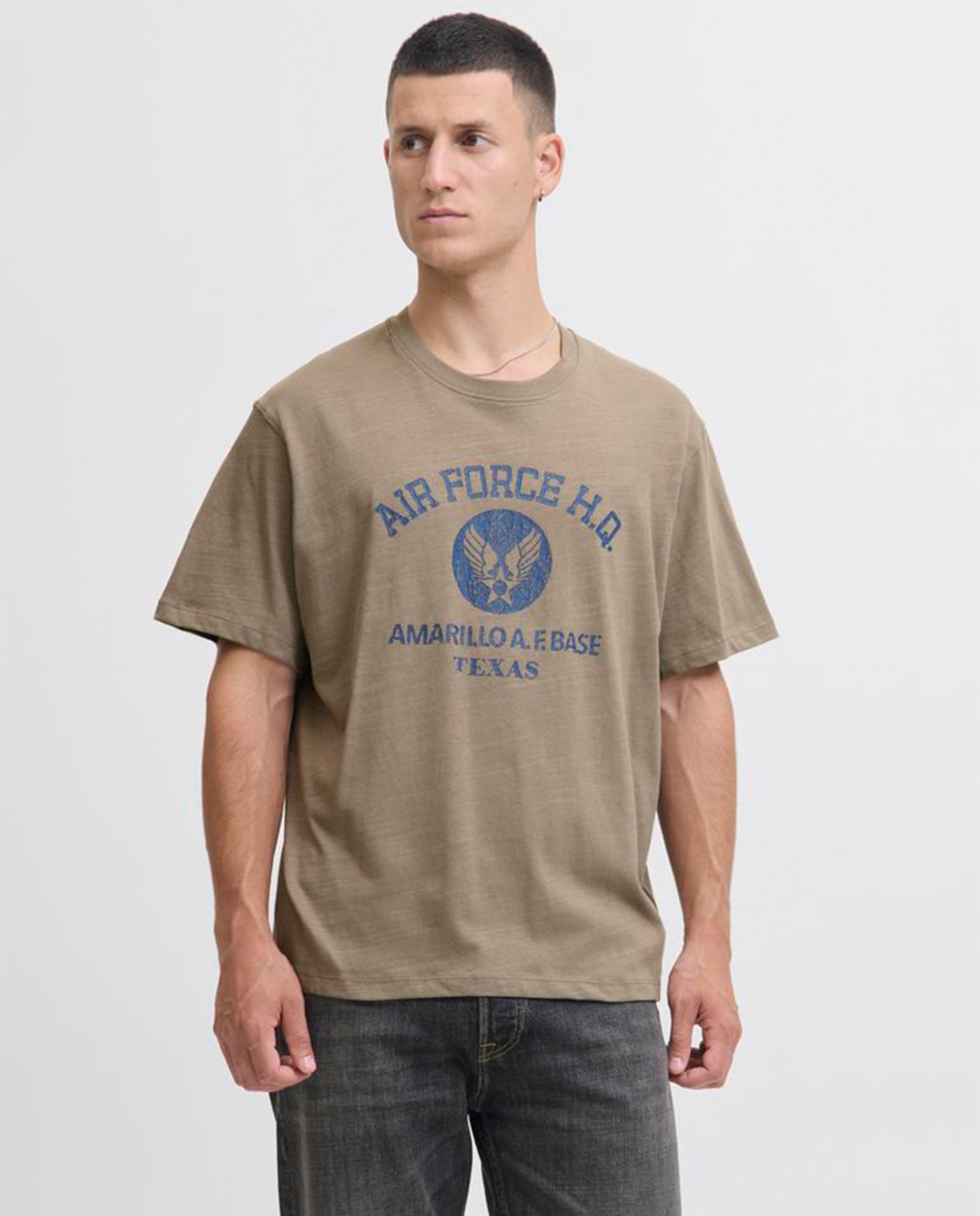 T-shirt de Manga Curta com Estampado à Frente Castanho-1