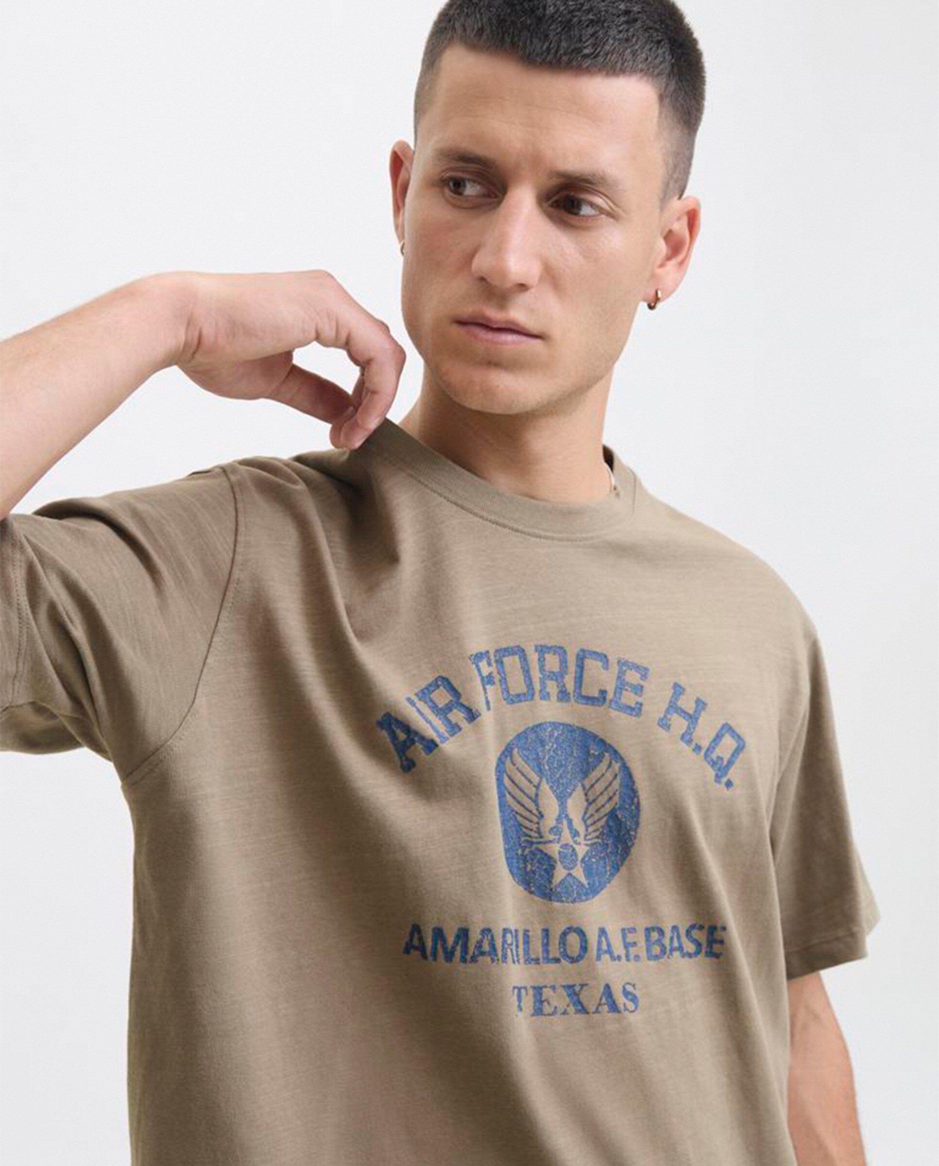 T-shirt de Manga Curta com Estampado à Frente Castanho-3