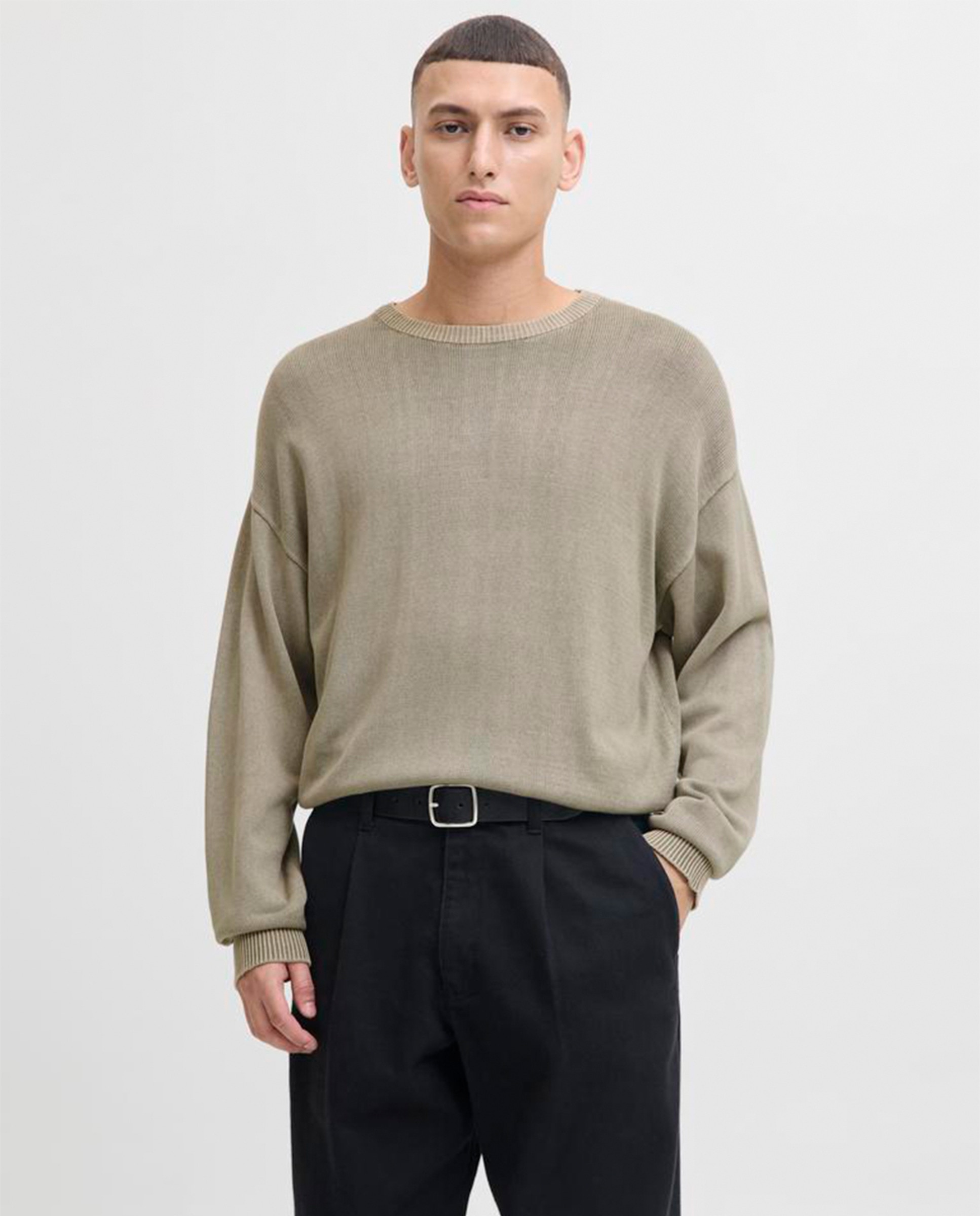 Camisola de Malha com Ponto Liso Castanho-claro-1