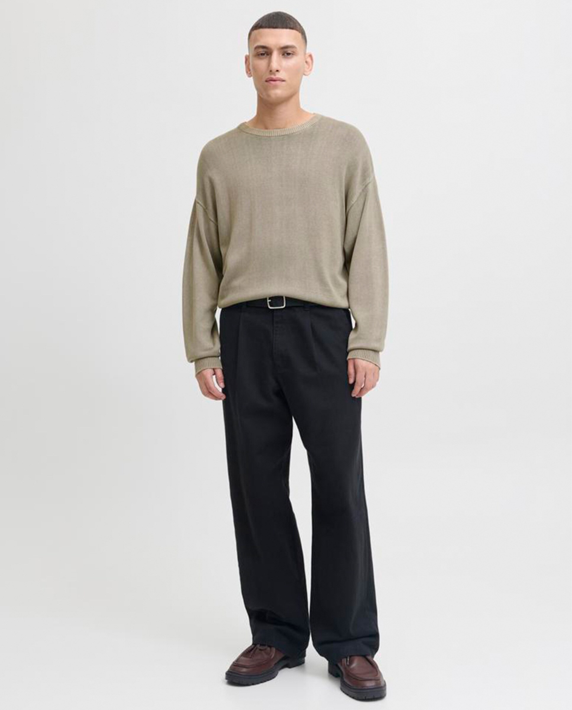 Camisola de Malha com Ponto Liso Castanho-claro-8