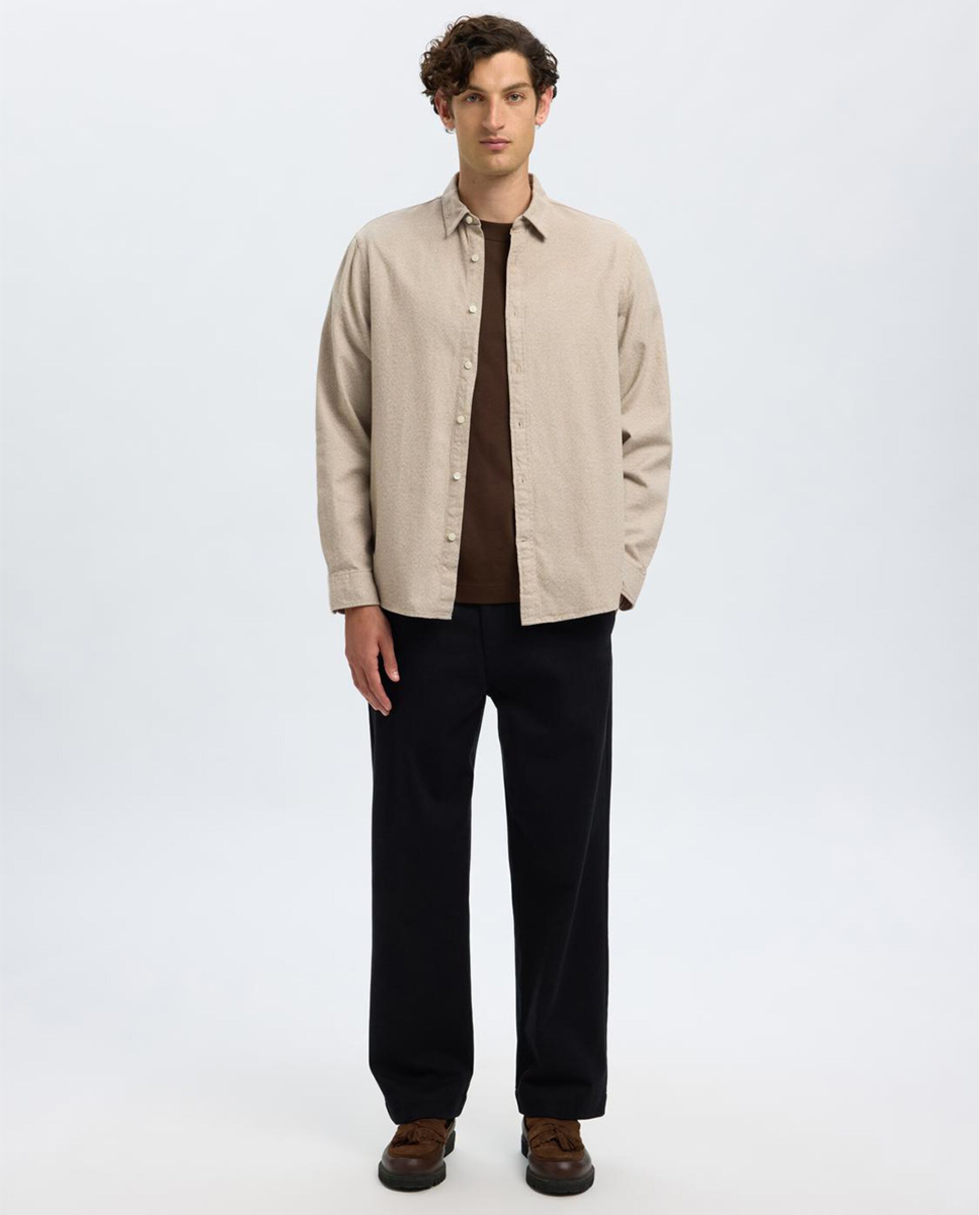 Camisa de hombre Regular fit - Selected - Beige Beige-4