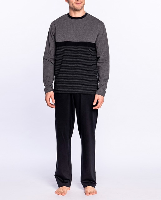 Imagen 0 de Pijama de hombre largo de algodón con rayas