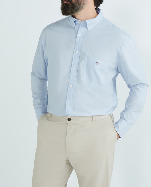 Imagen 0 de Camisa de popelín lisa regular fit de hombre tallas grandes