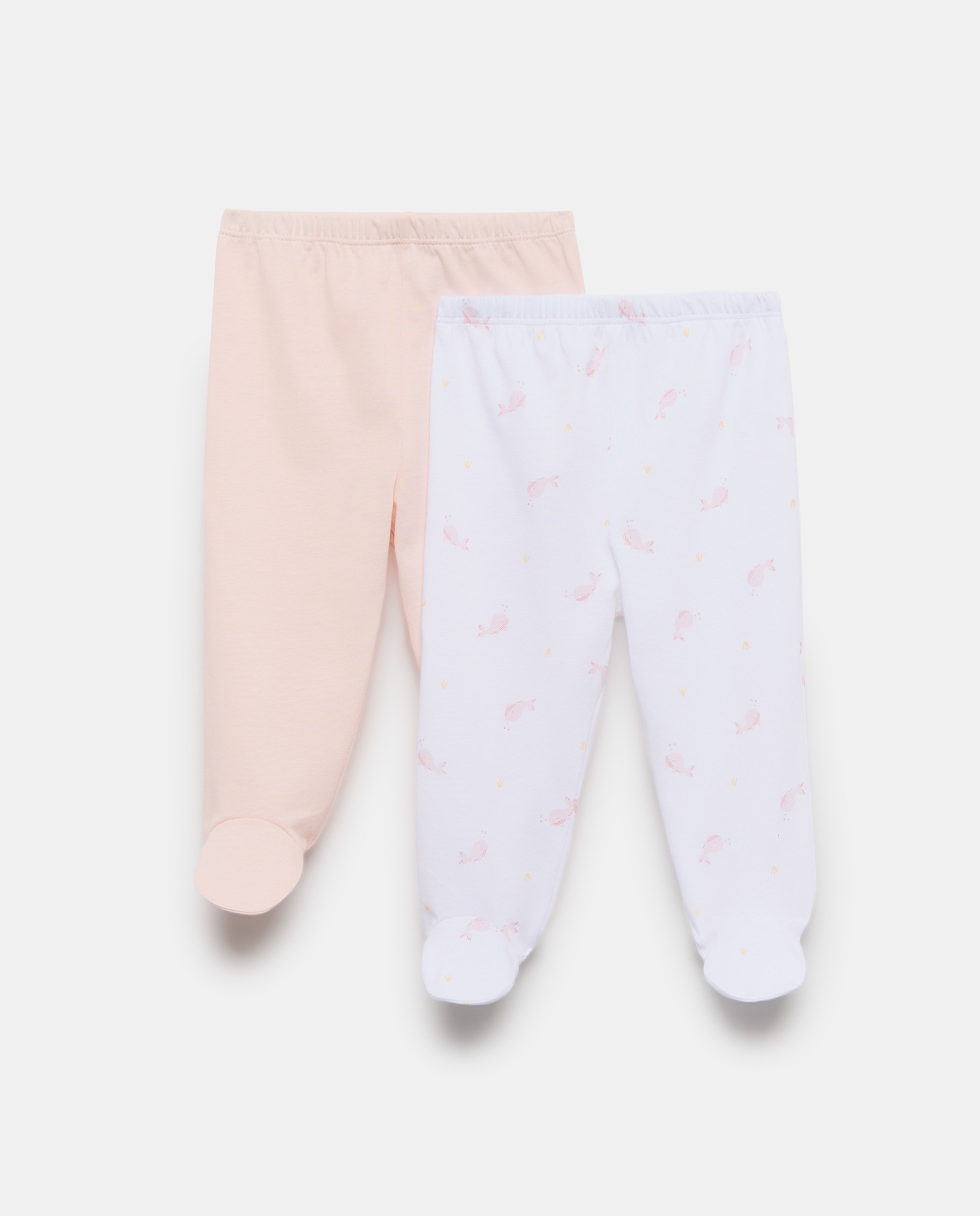 Pack de 2 Calças com Pés de Bebé com Fantasia Rosa-1