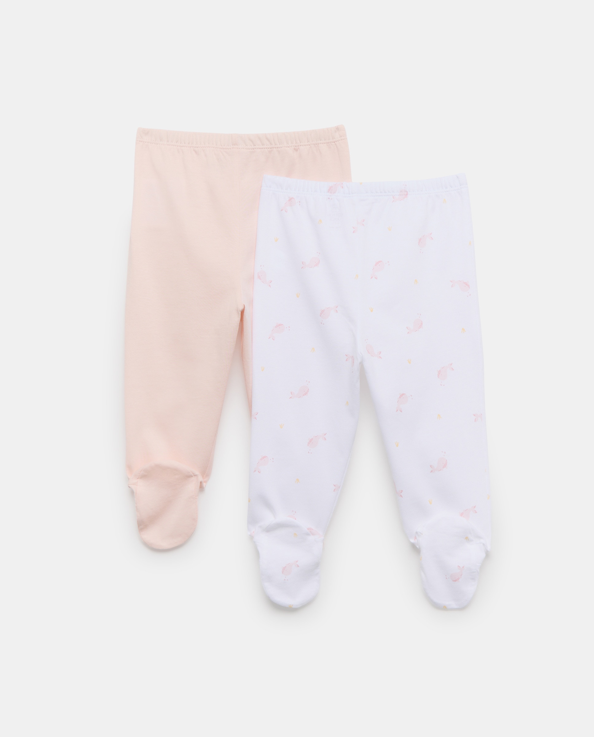 Pack de 2 Calças com Pés de Bebé com Fantasia Rosa-2
