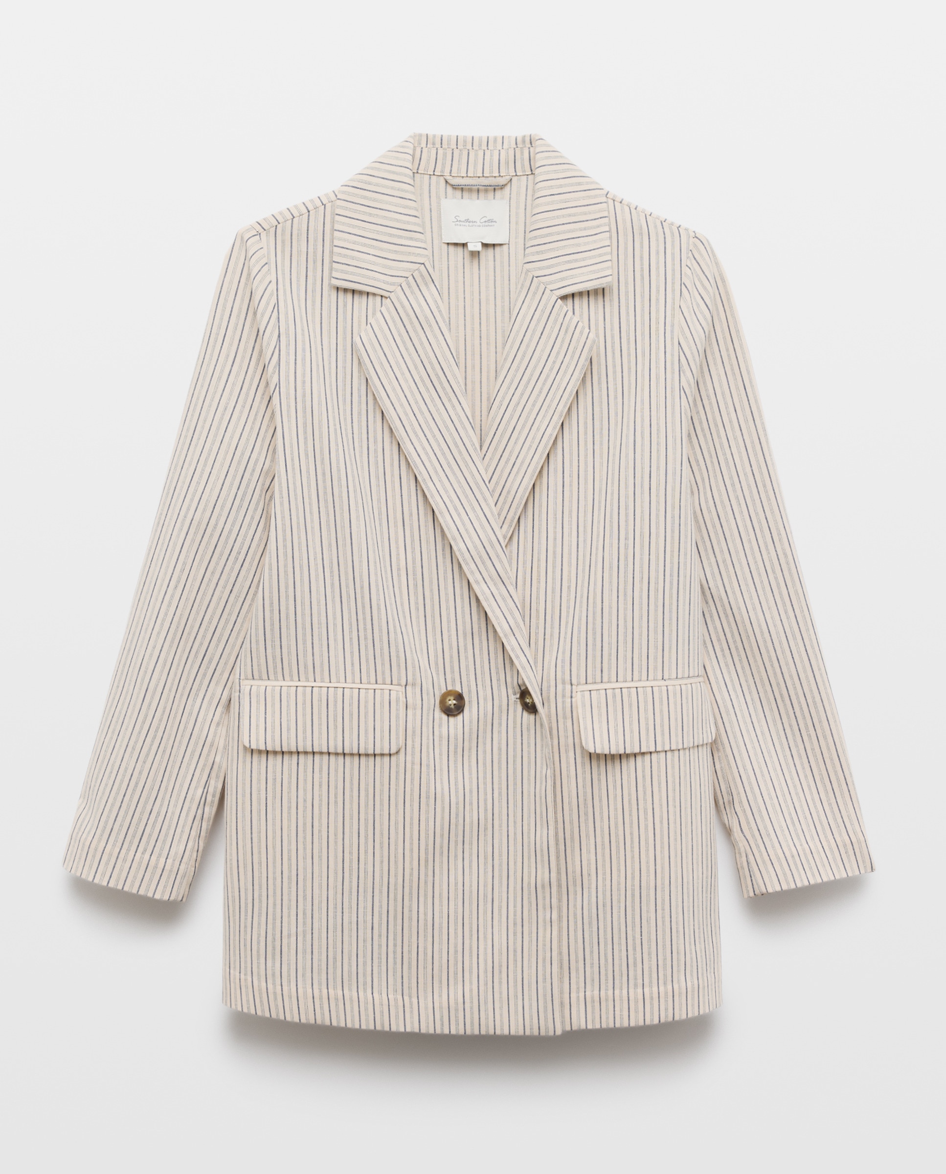 Blazer Liso de Linho Azul-4