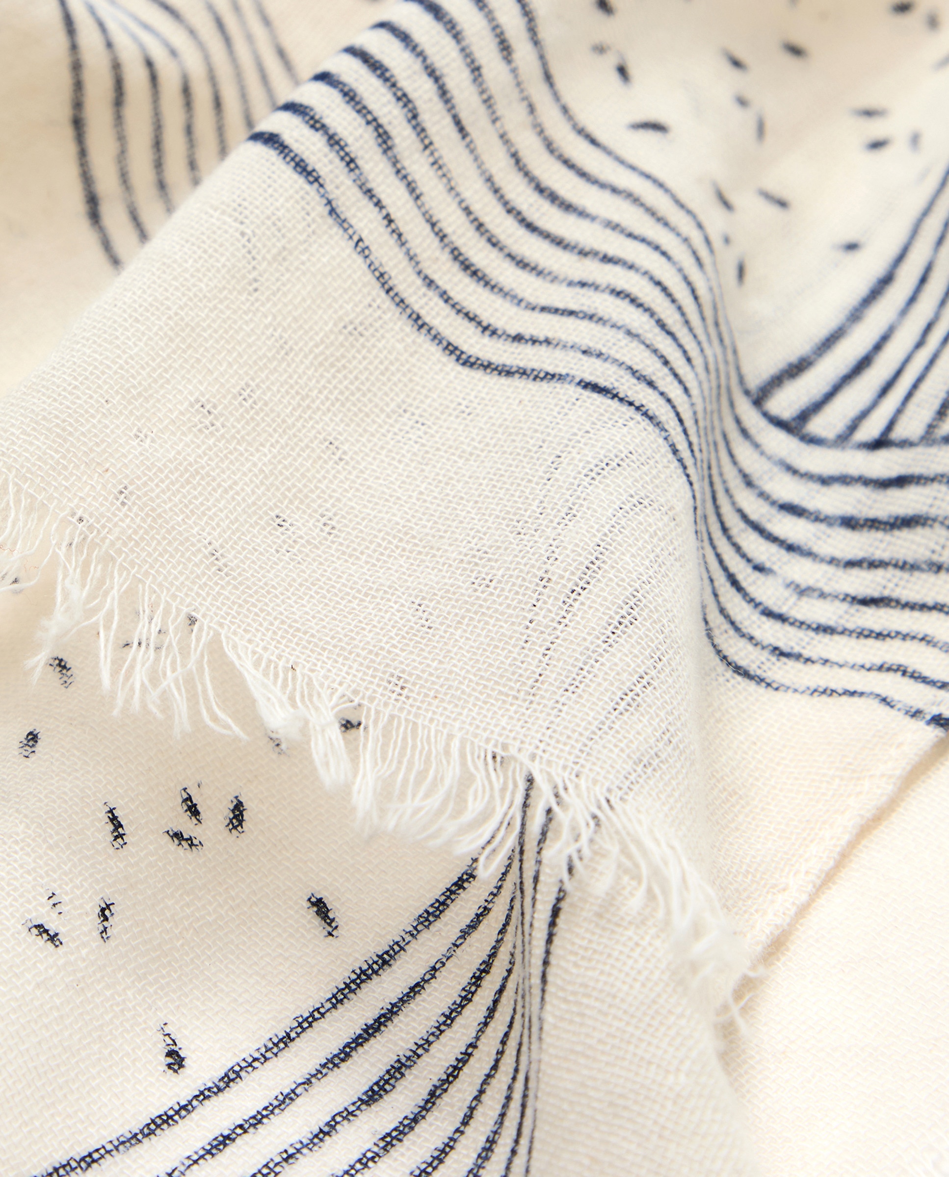 Écharpe com Estampado Floral e às Riscas Branco-3