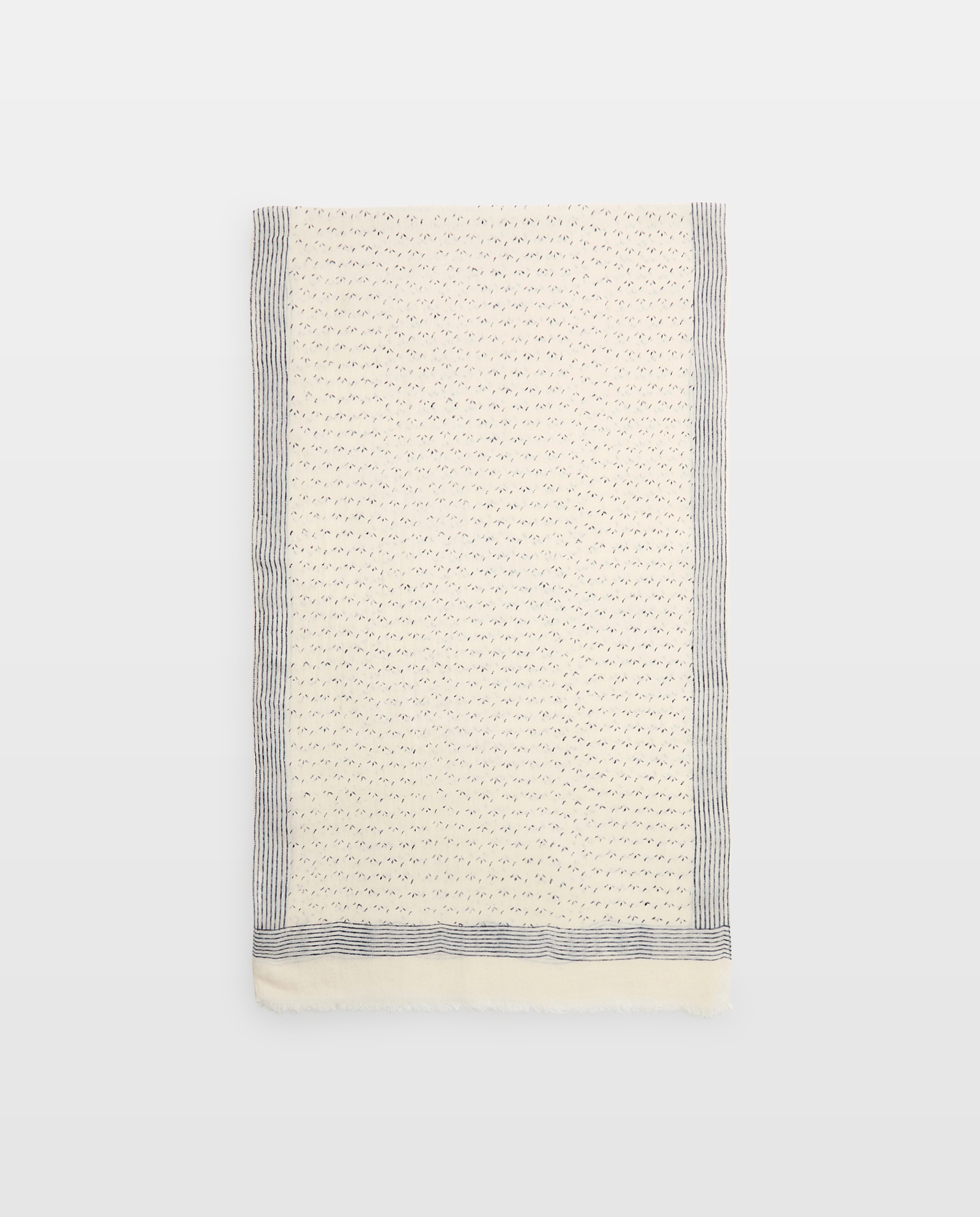 Écharpe com Estampado Floral e às Riscas Branco-2