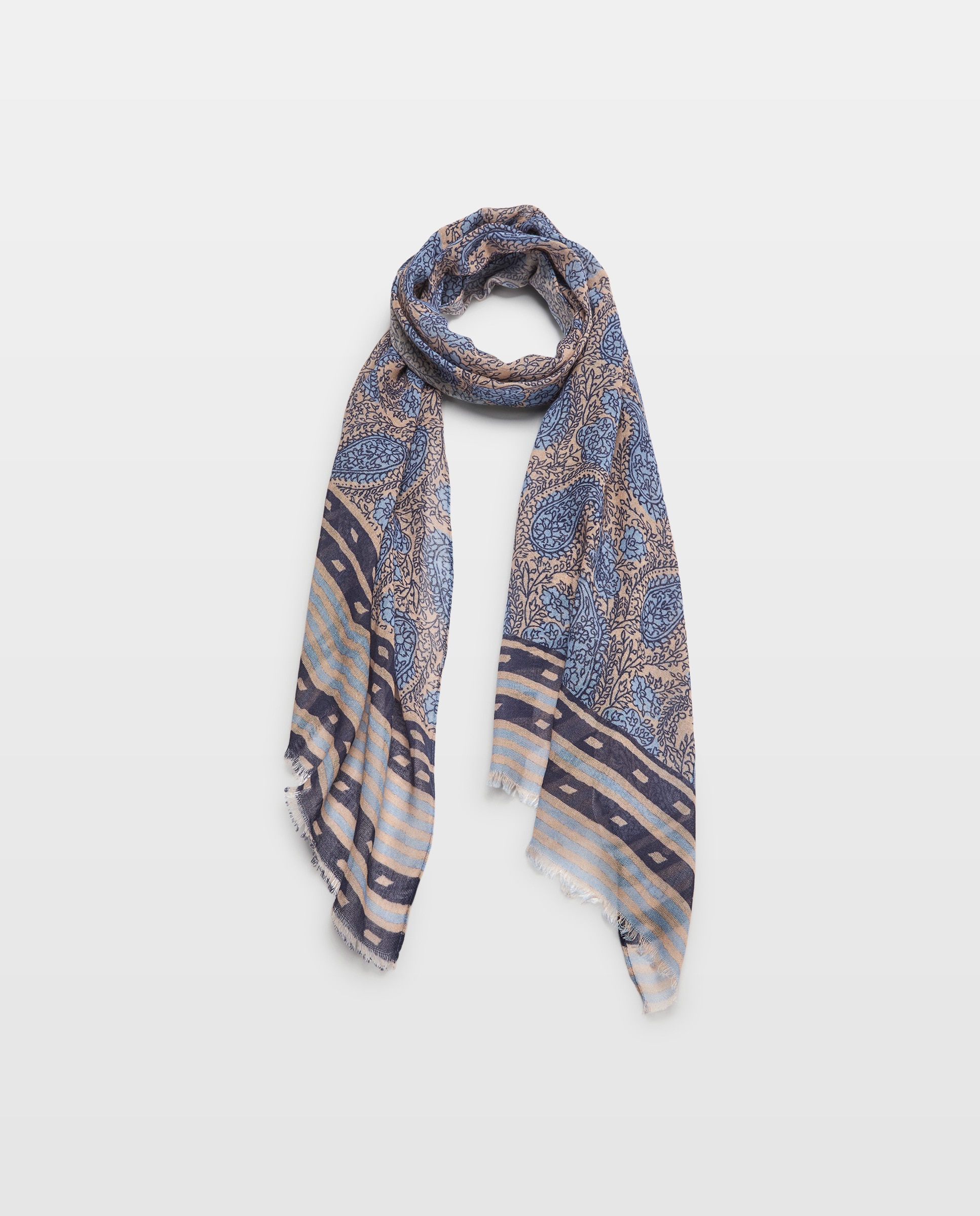 Écharpe com Estampado Floral Azul-1