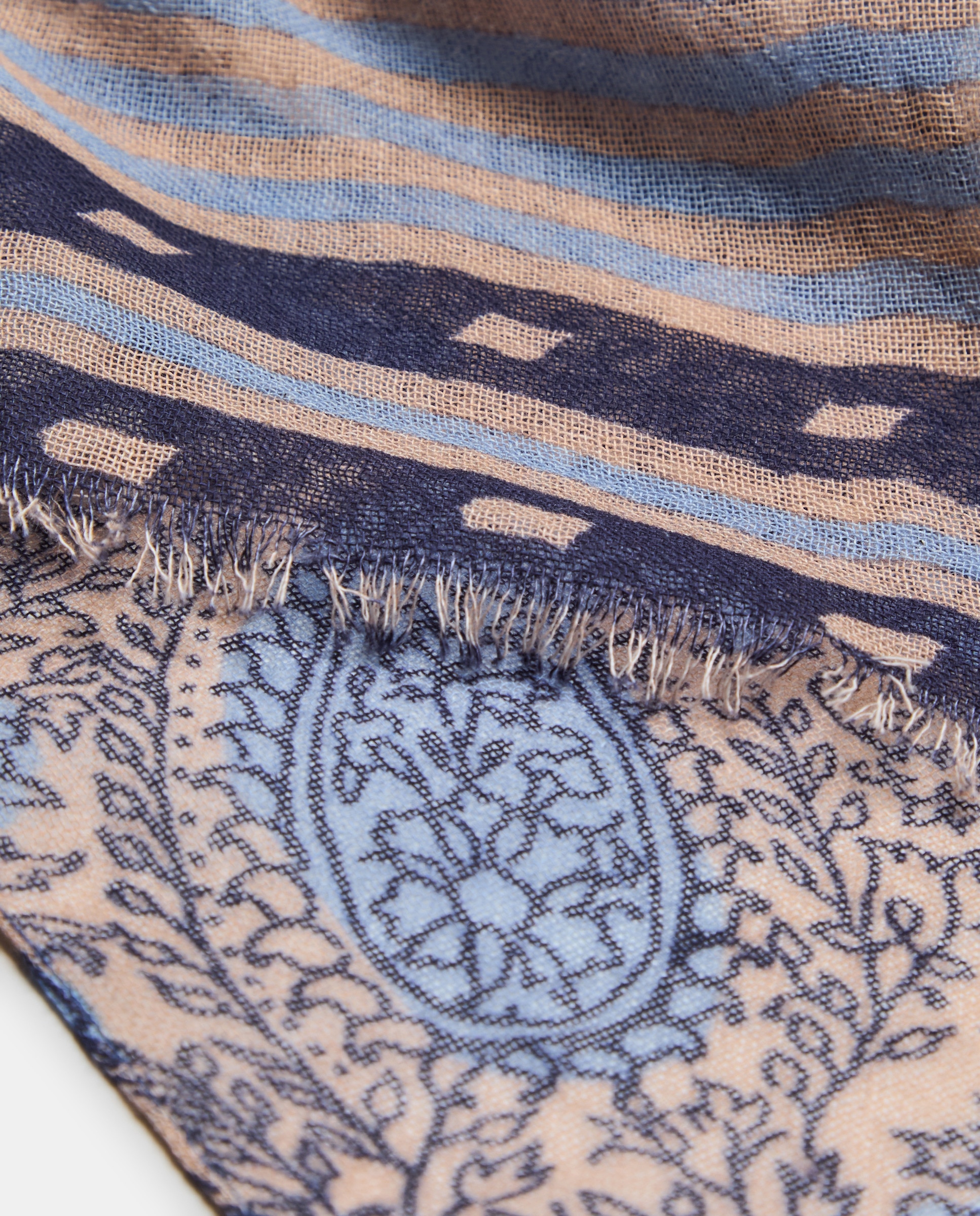 Écharpe com Estampado Floral Azul-3