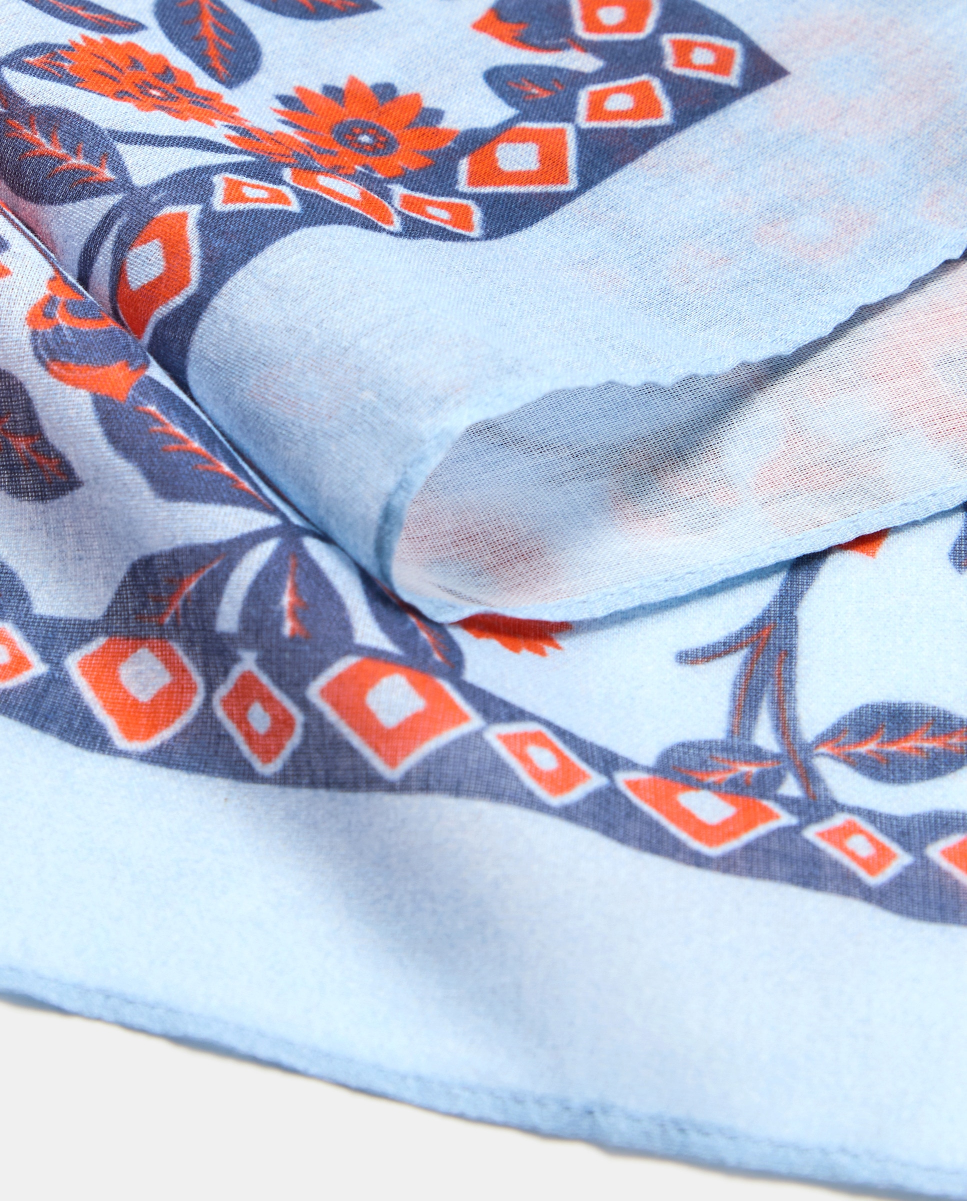 Lenço com Estampado Floral Azul-3