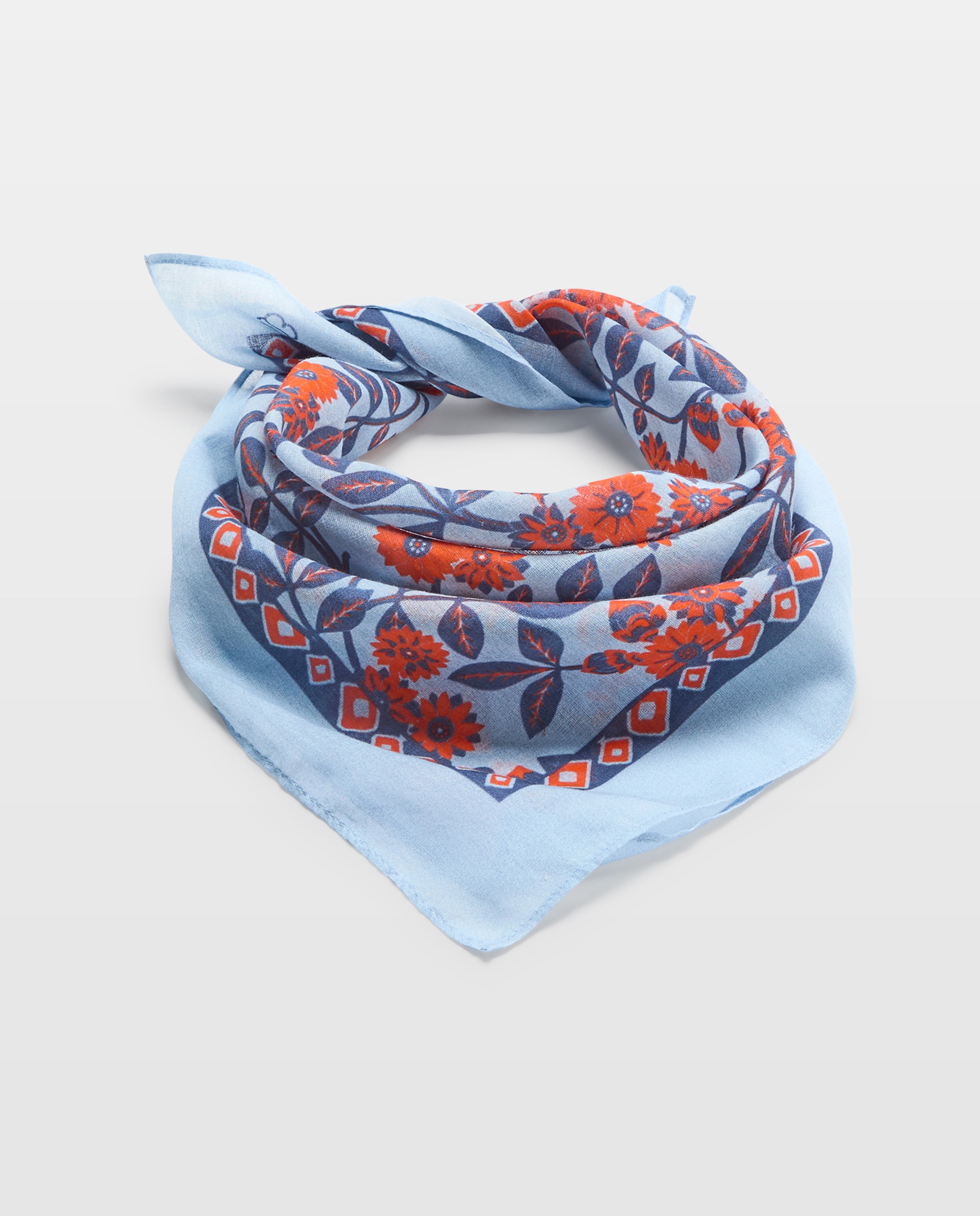 Lenço com Estampado Floral Azul-1