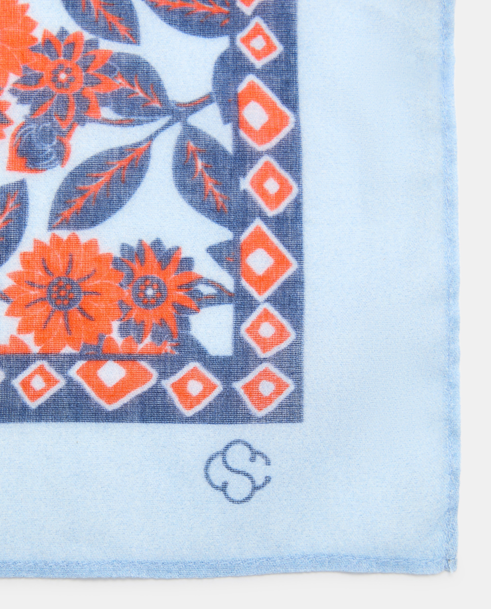 Lenço com Estampado Floral Azul-4