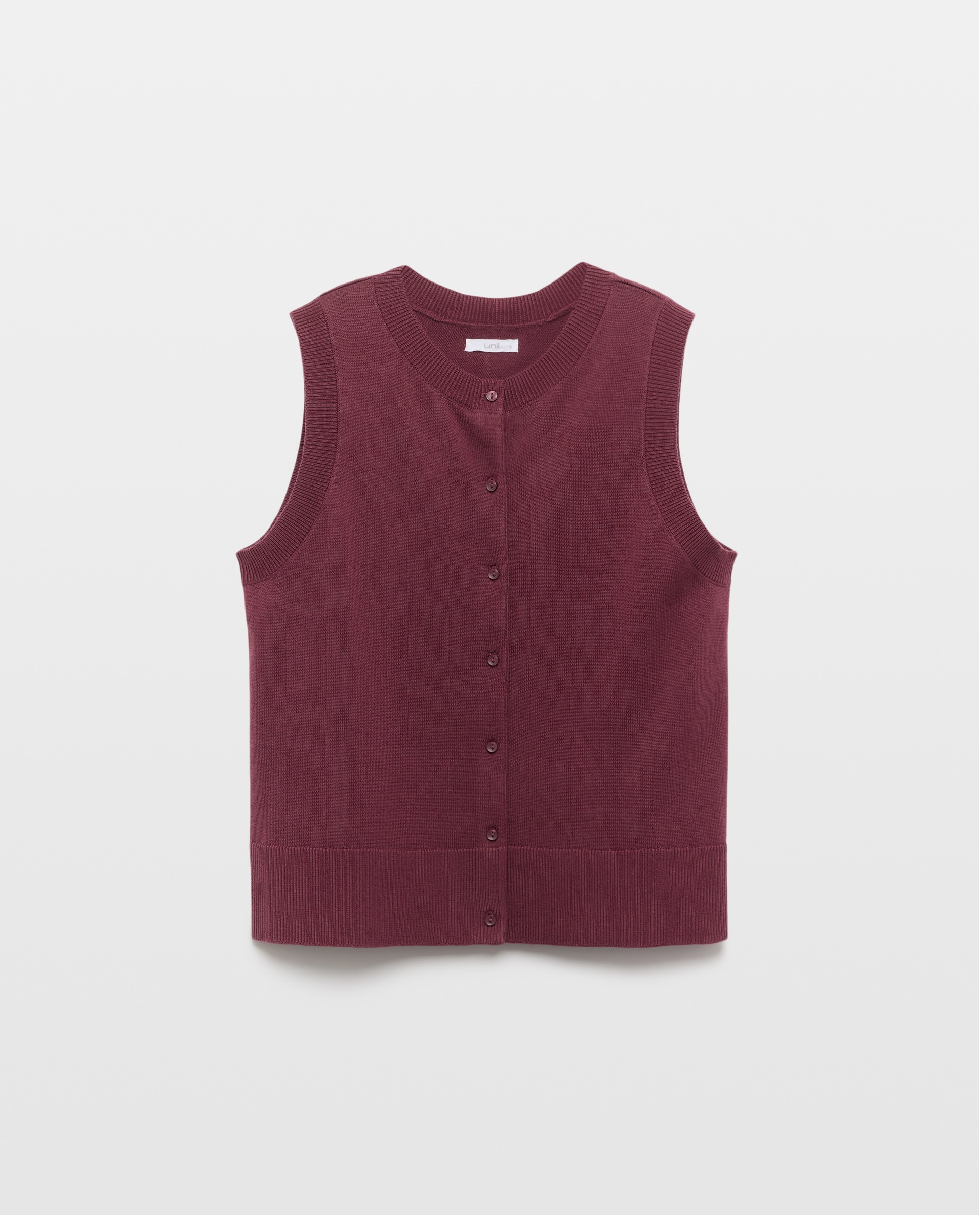 Chaleco abotonado de mujer cuello caja 290 Burdeos-4