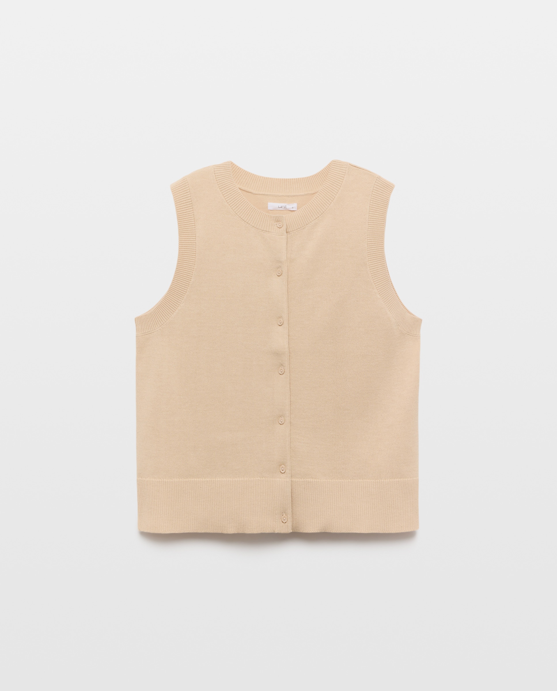 Chaleco abotonado de mujer cuello caja 120 Crudo-4
