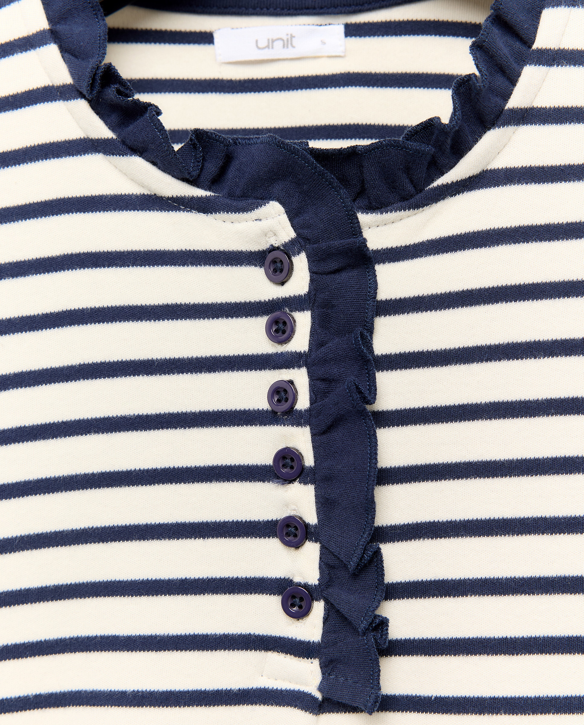 Camiseta de mujer cuello caja con volantes Azul-5