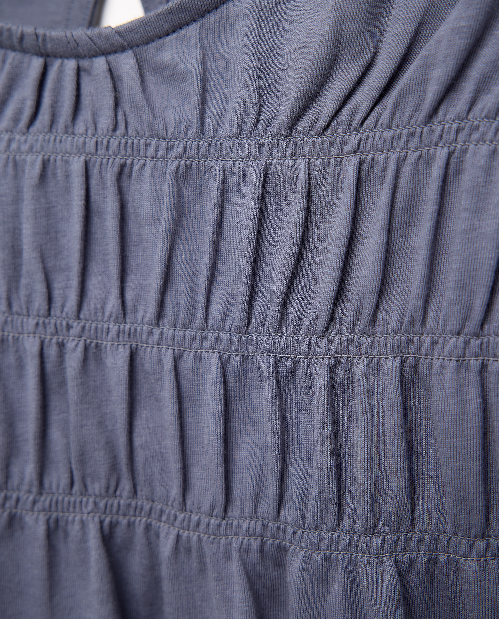 Camiseta de mujer cuello caja con fruncido 400 Azul-5
