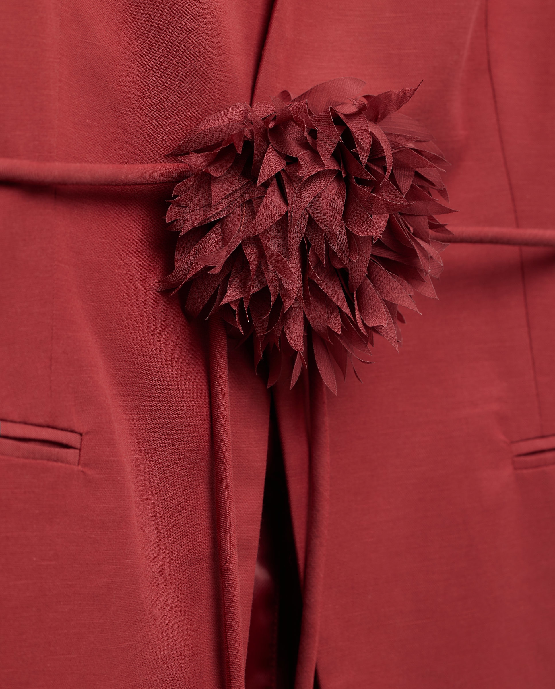 Blazer sem Lapela com Cinto Floral Ameixa-6