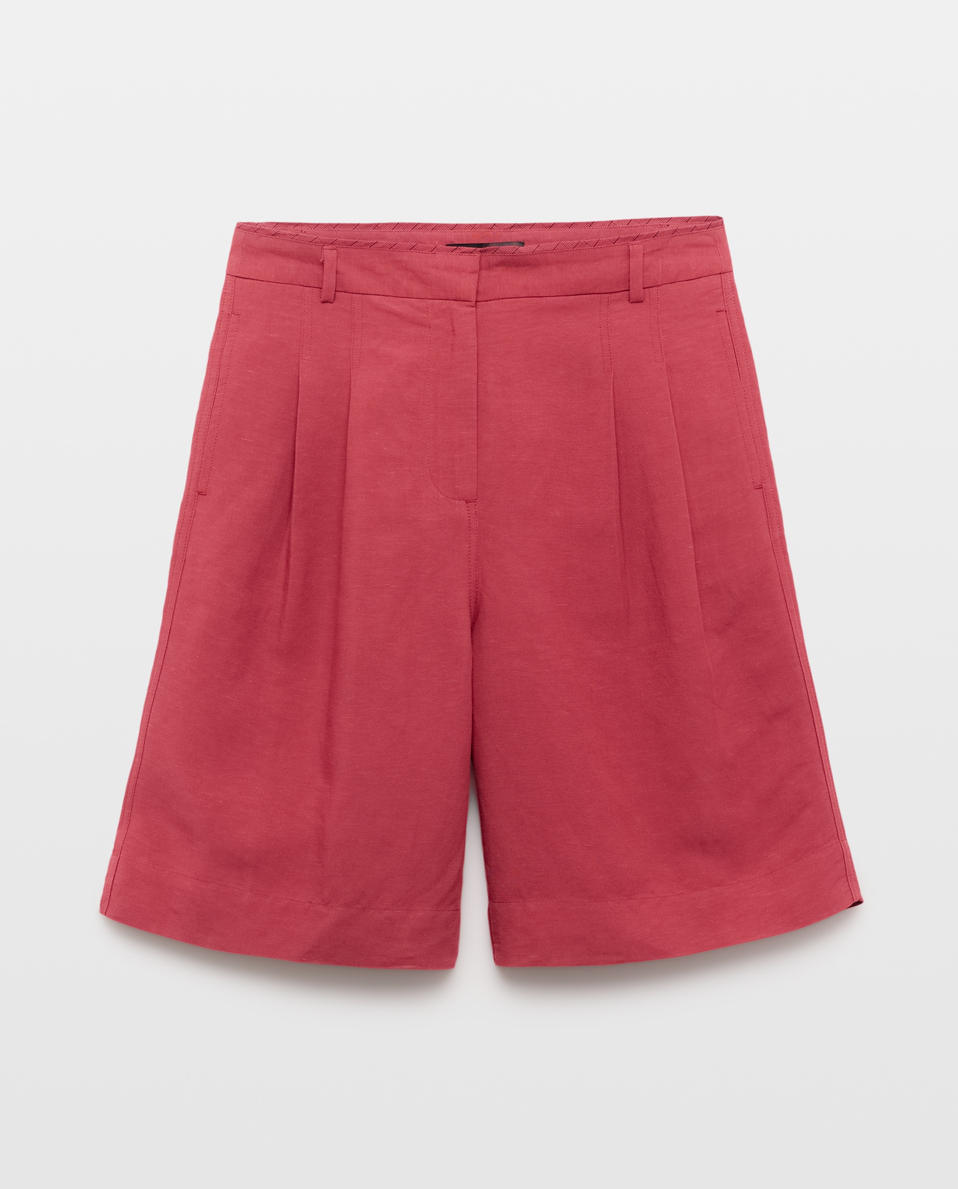Bermudas de linho com molas Ameixa-4