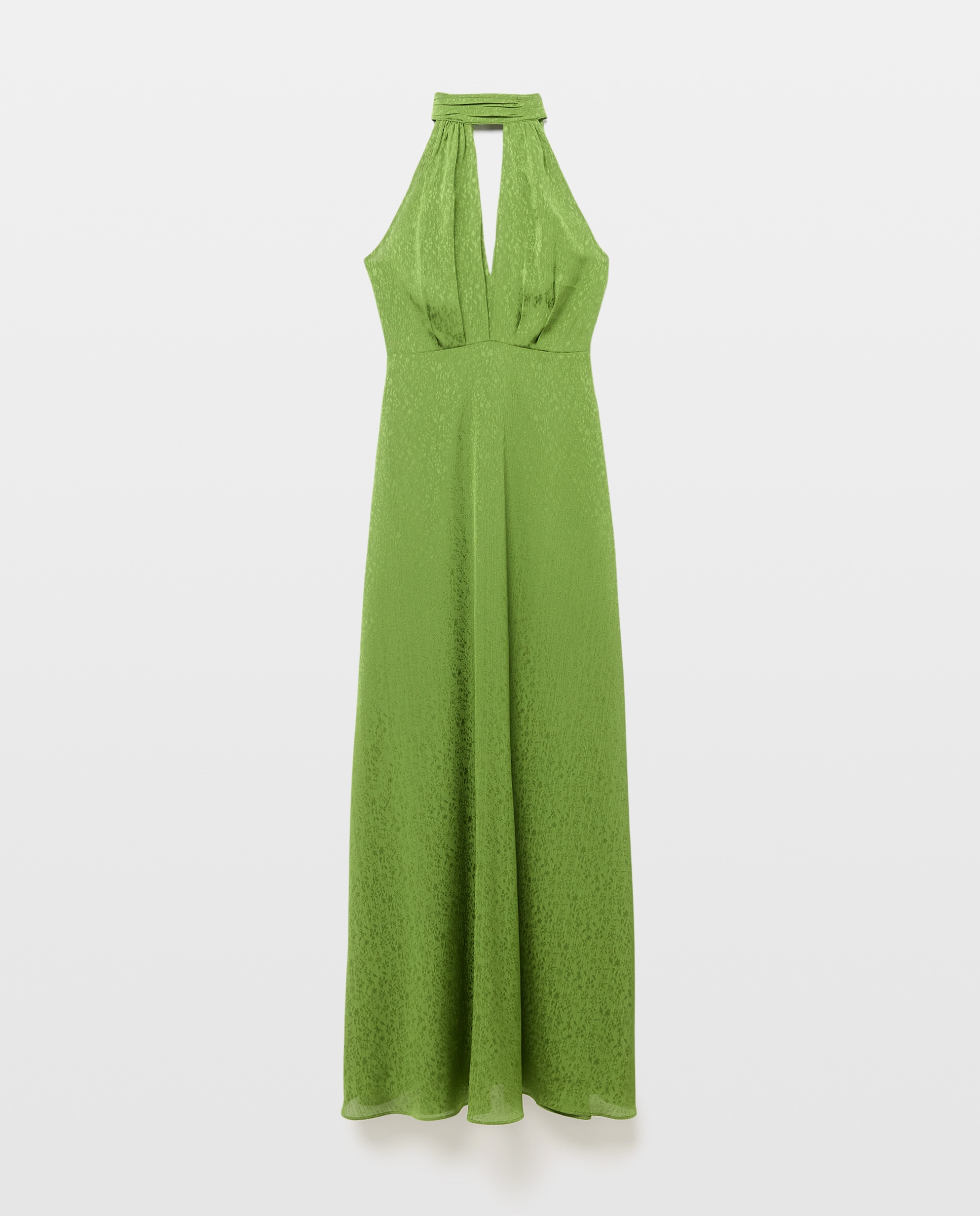 Vestido de Gola Halter com Jacquard 580 Musgo-5