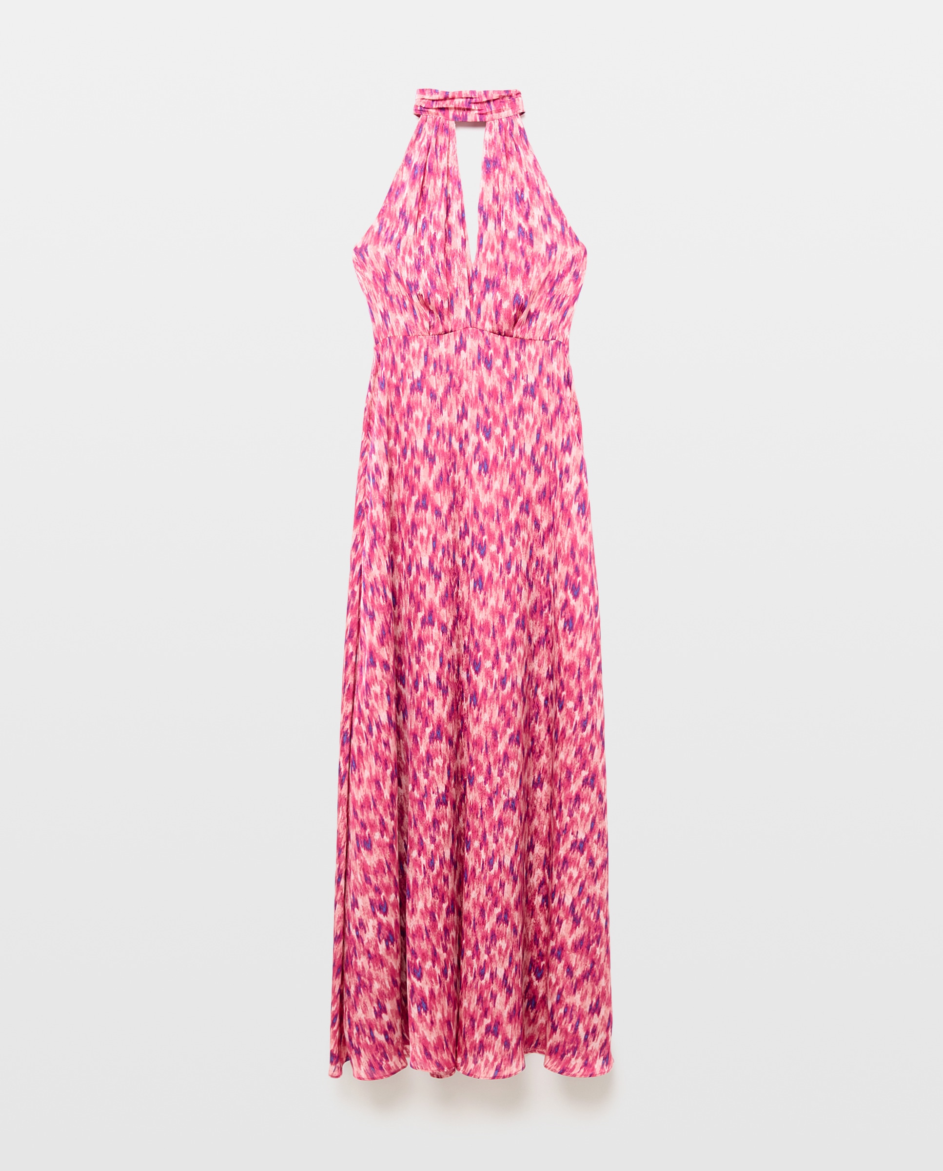 Vestido de Gola Halter com Jacquard Roxo-5