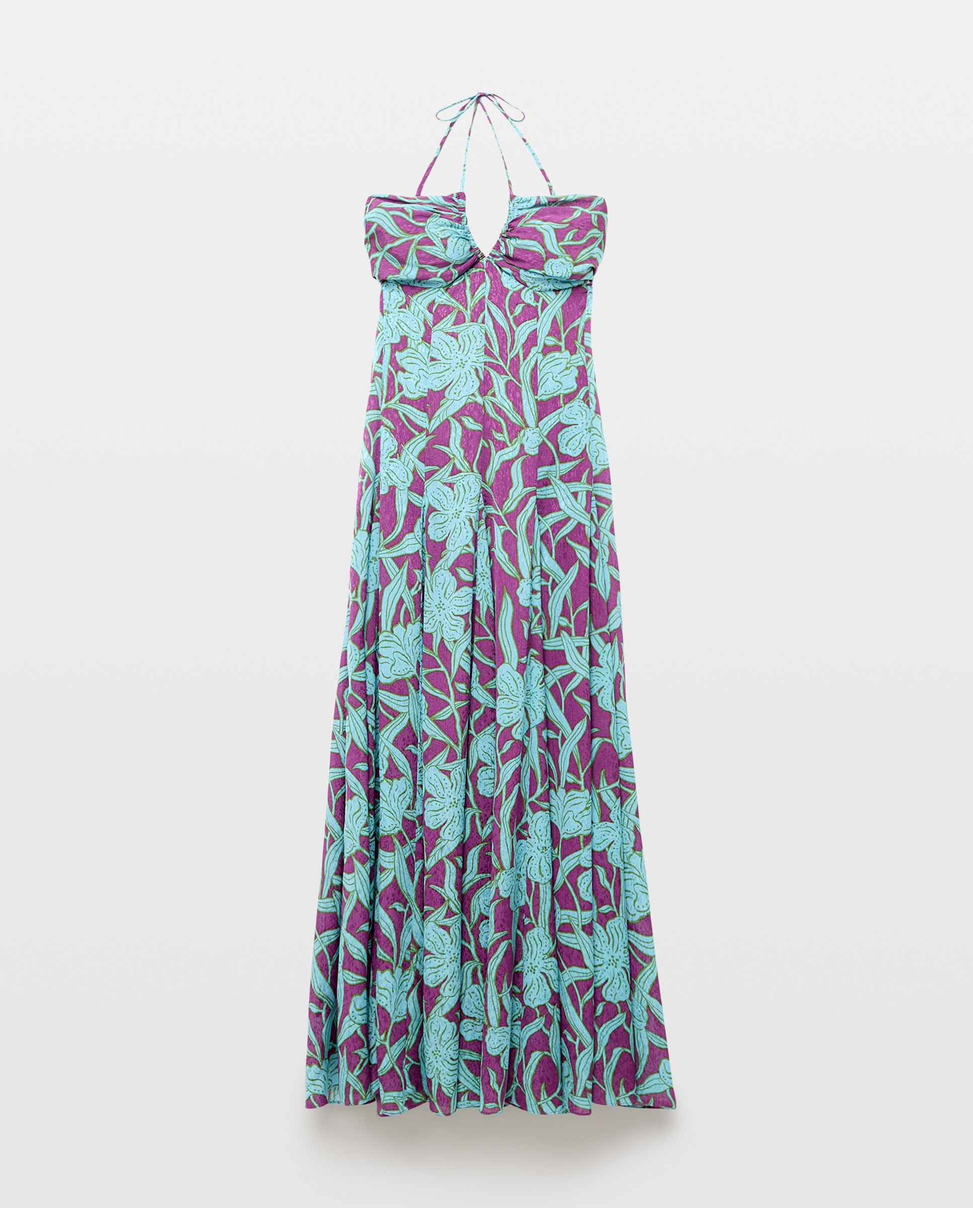 Vestido com Decote Coração e Godés Roxo-4