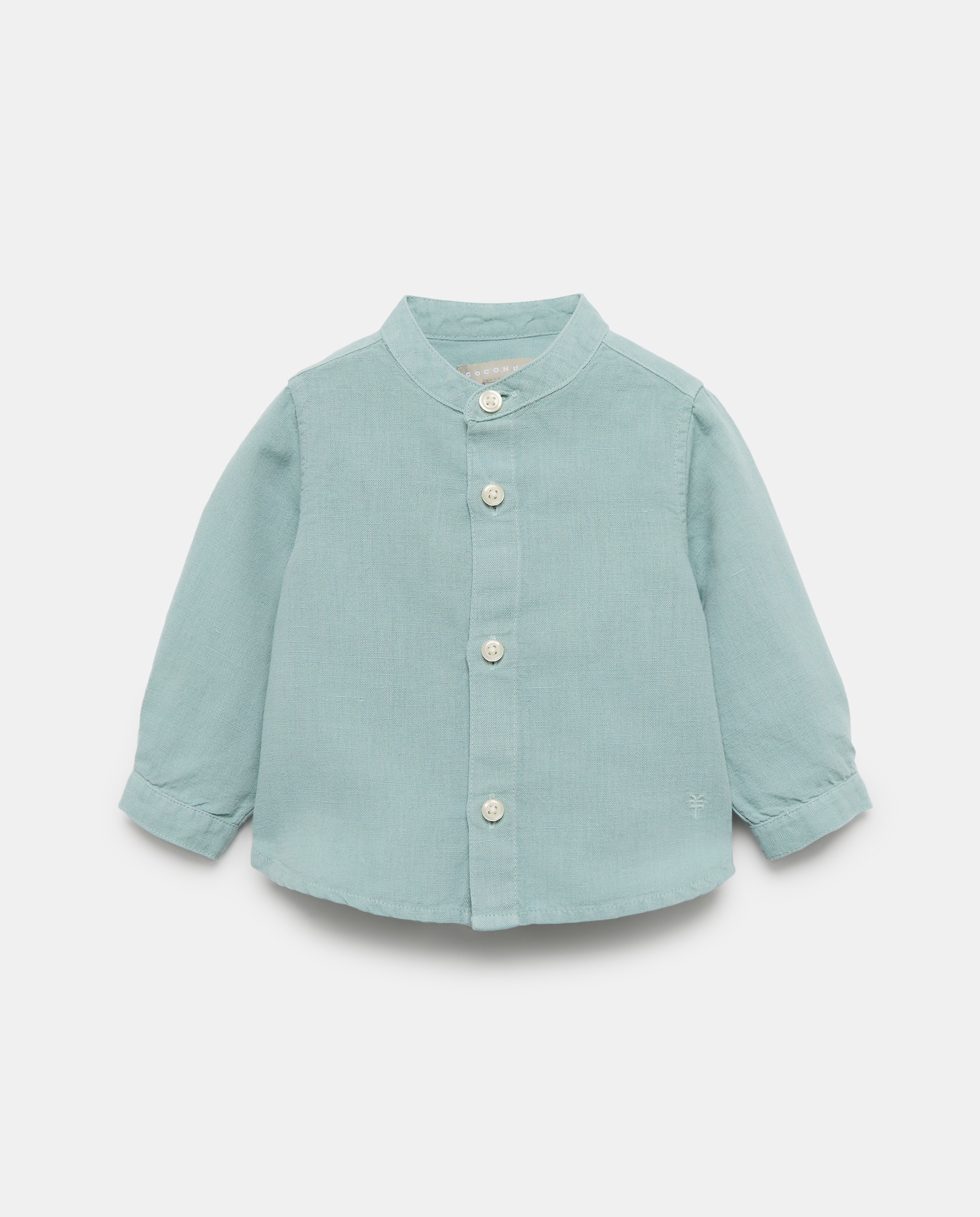 Imagem 0 de Camisa de Algodão e Linho de Bebé com Manga Comprida e Gola à Padre