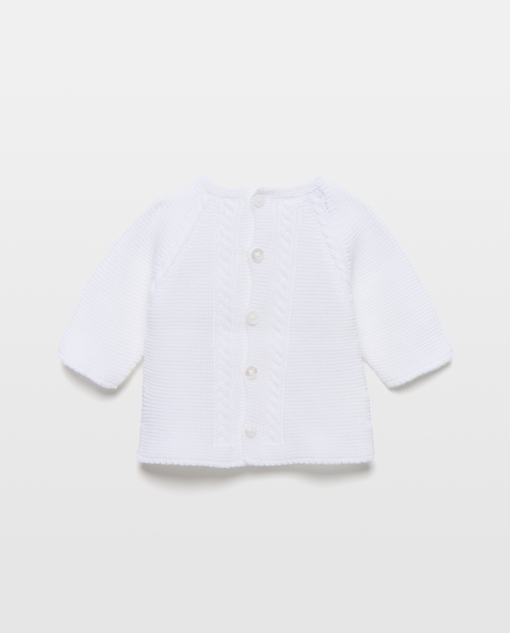 Camisola de Malha com Decote Redondo e Fantasia de Malha do Cabo na Bainha de Bebé Coconut El Corte Inglés Branco-2