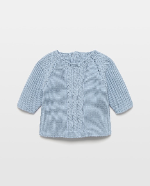 Imagem 0 de Camisola de Malha com Decote Redondo e Fantasia de Malha do Cabo na Bainha de Bebé