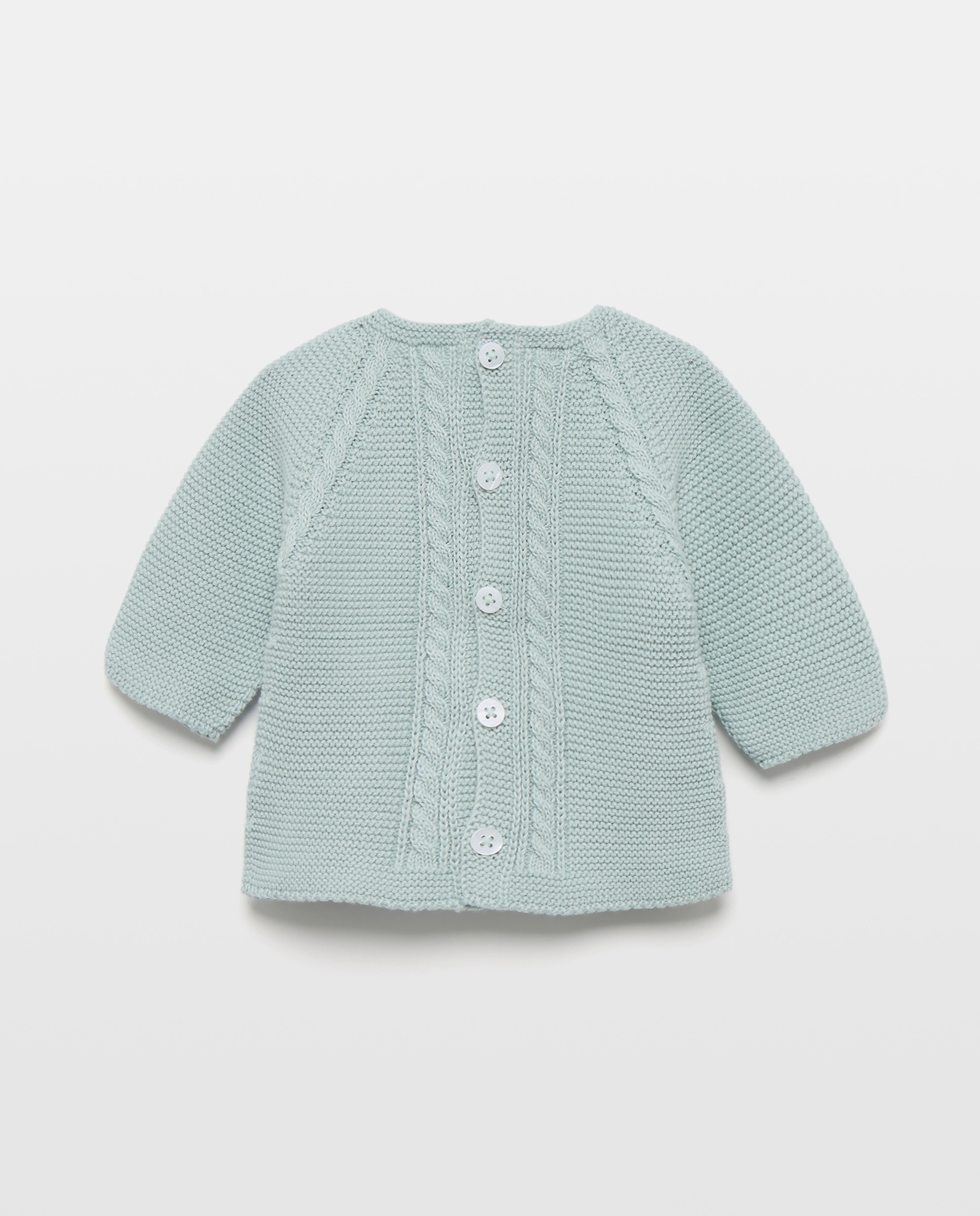 Camisola de Malha com Decote Redondo e Fantasia de Malha do Cabo na Bainha de Bebé Coconut El Corte Inglés Verde-2