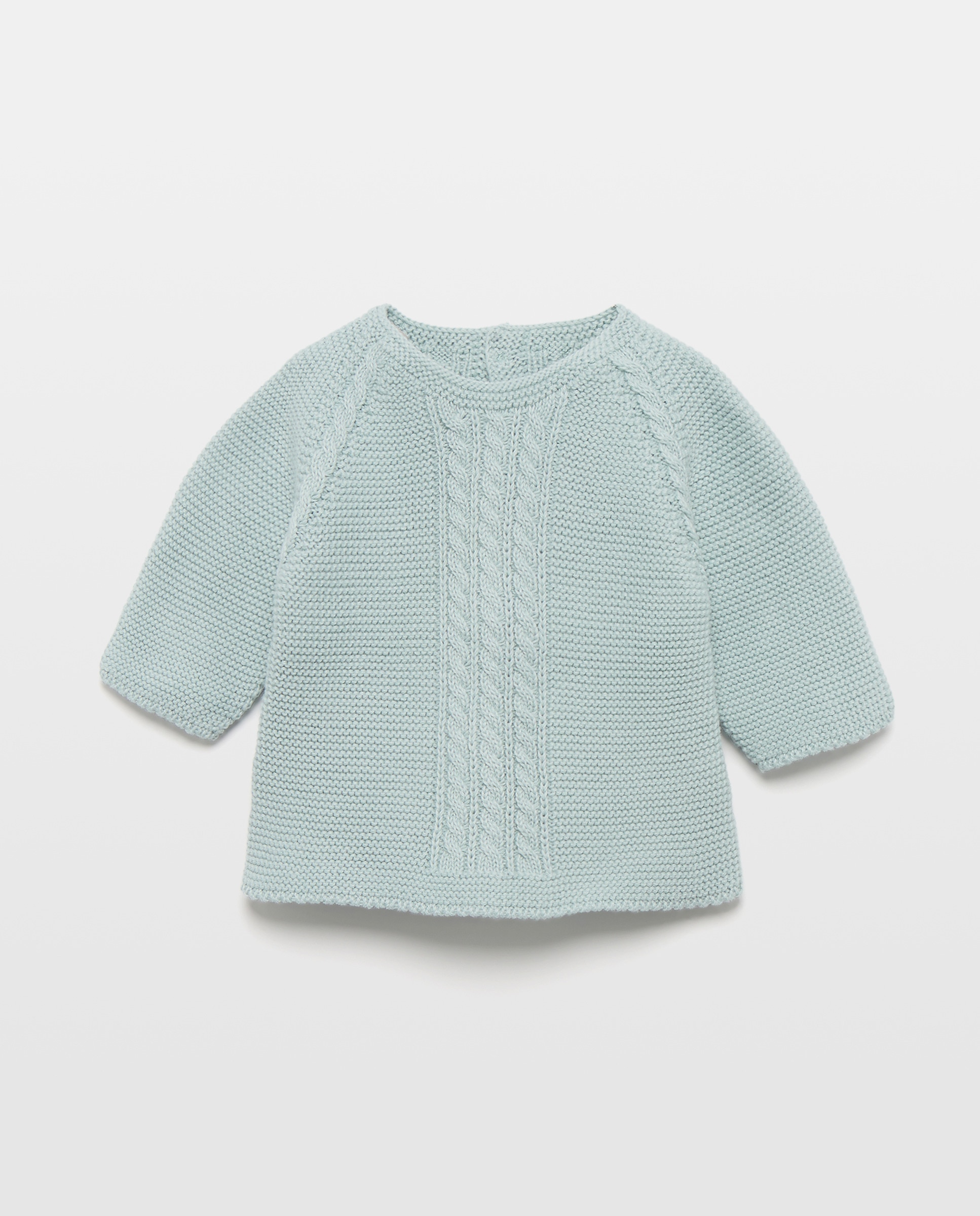 Camisola de Malha com Decote Redondo e Fantasia de Malha do Cabo na Bainha de Bebé Coconut El Corte Inglés Verde-1