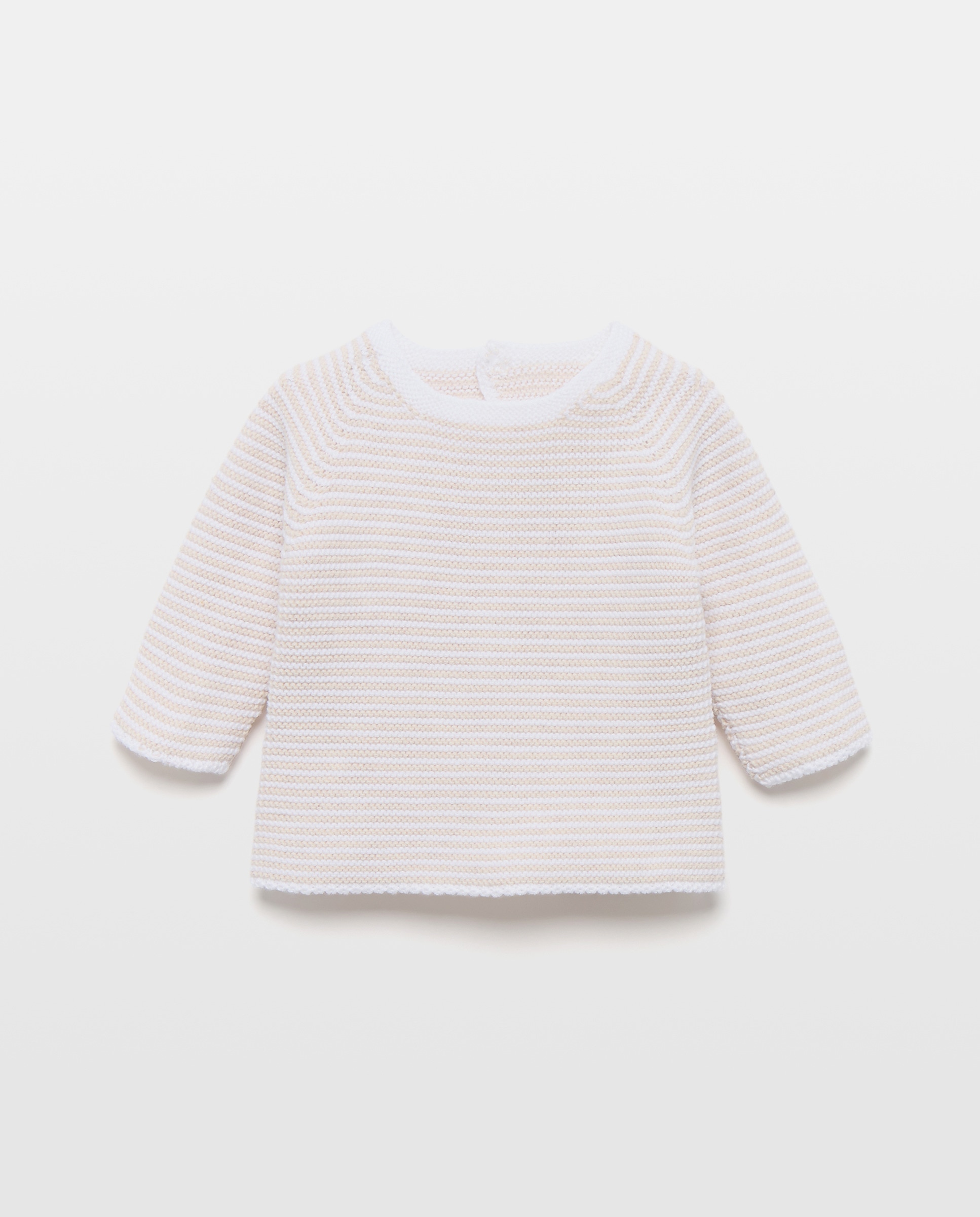 Camisola de Malha de Tricot às Riscas com Gola Redonda de Bebé Torrado-1