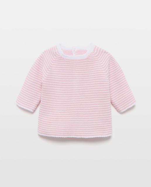 Imagem 0 de Camisola de Malha de Tricot às Riscas com Gola Redonda de Bebé