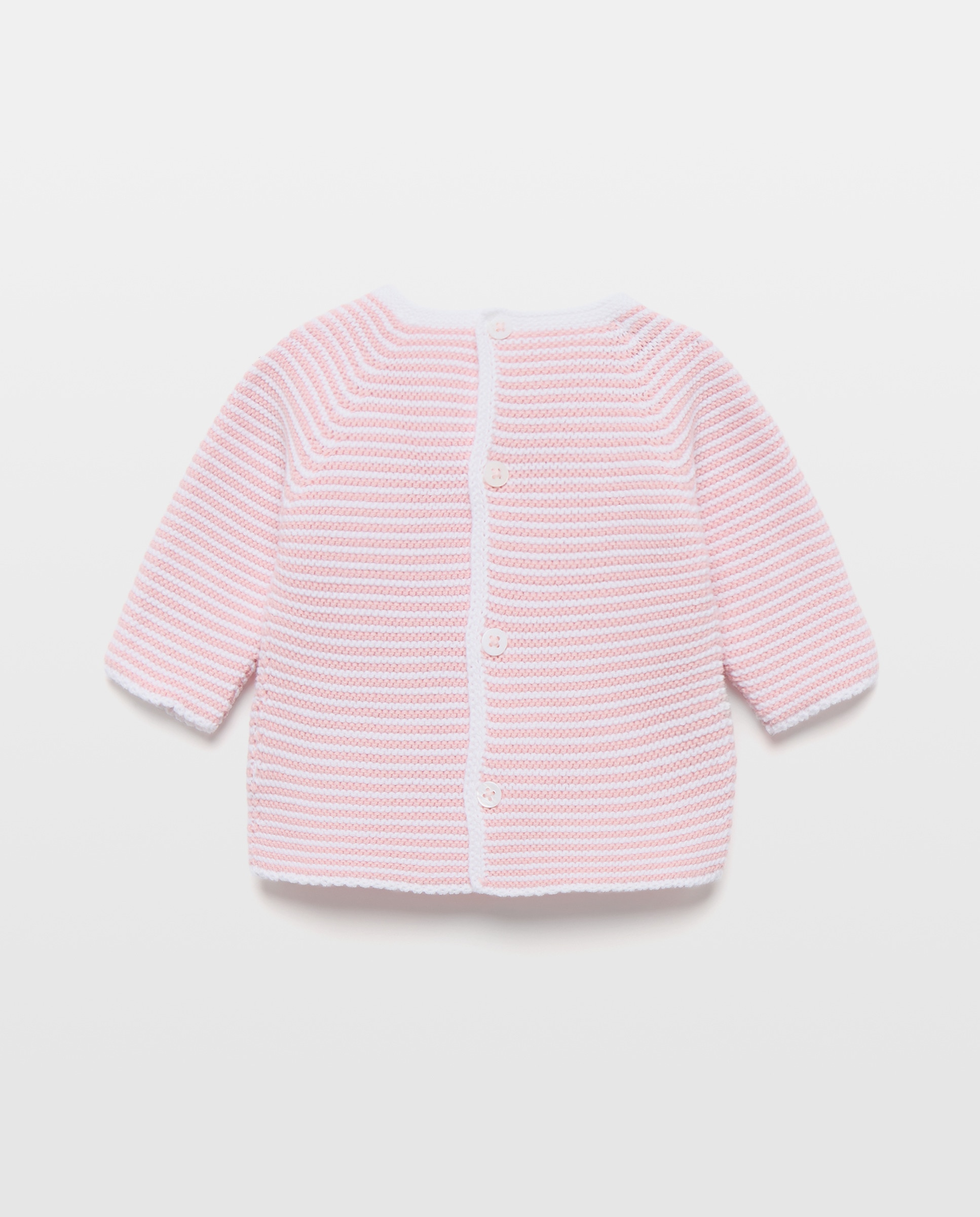 Camisola de Malha de Tricot às Riscas com Gola Redonda de Bebé Coconut El Corte Inglés 200 Rosa-2