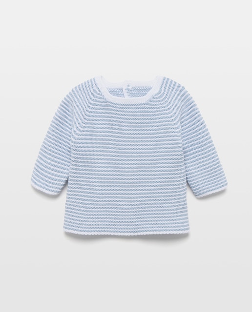 Imagem 0 de Camisola de Malha de Tricot às Riscas com Gola Redonda de Bebé