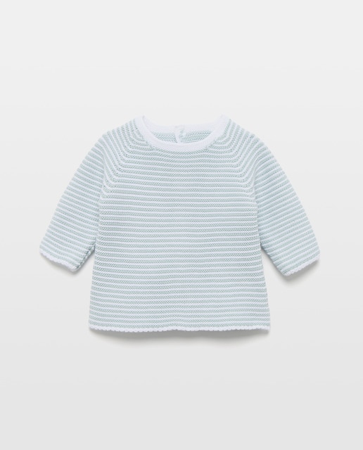 Imagem 0 de Camisola de Malha de Tricot às Riscas com Gola Redonda de Bebé