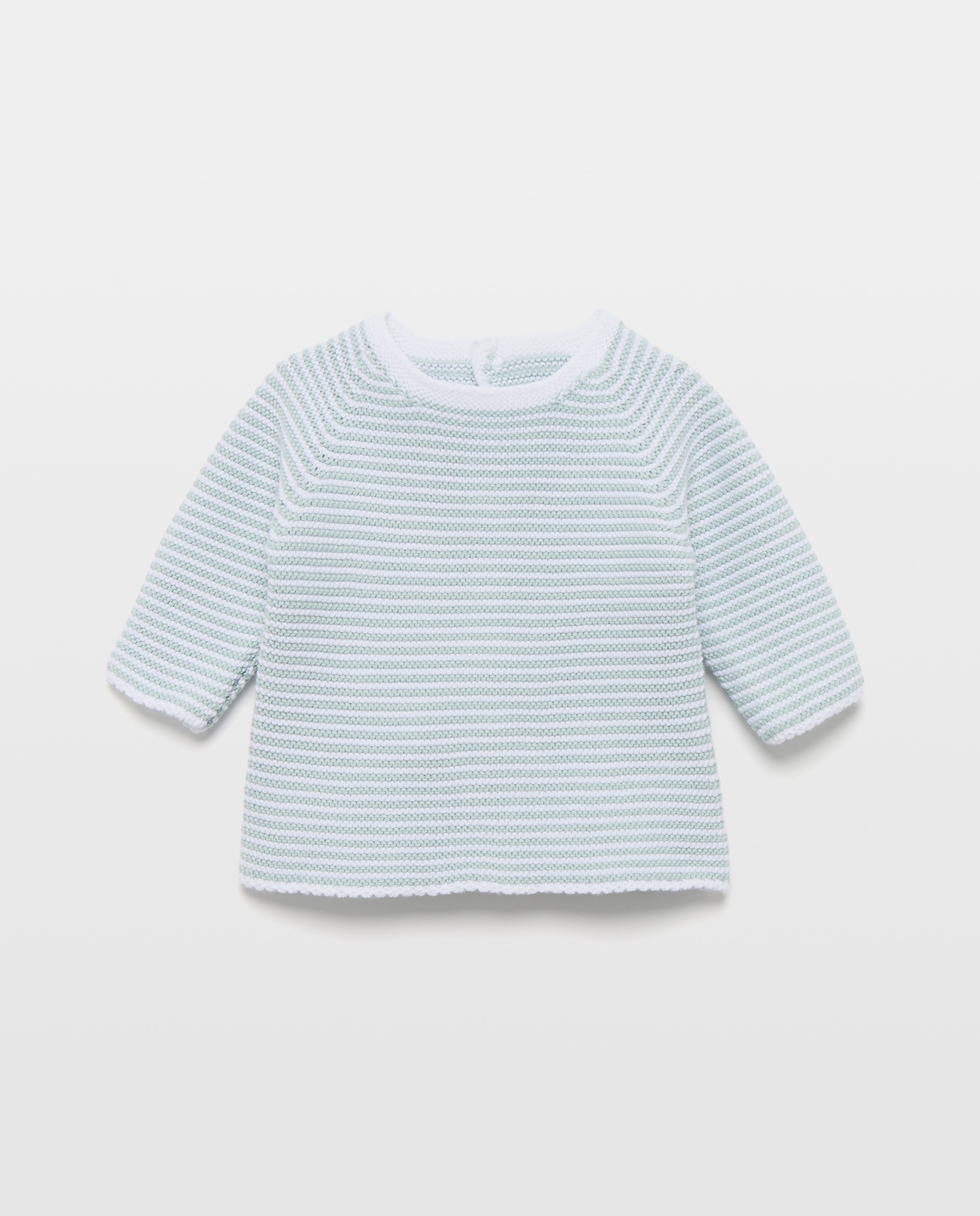 Camisola de Malha de Tricot às Riscas com Gola Redonda de Bebé Coconut El Corte Inglés Verde-1