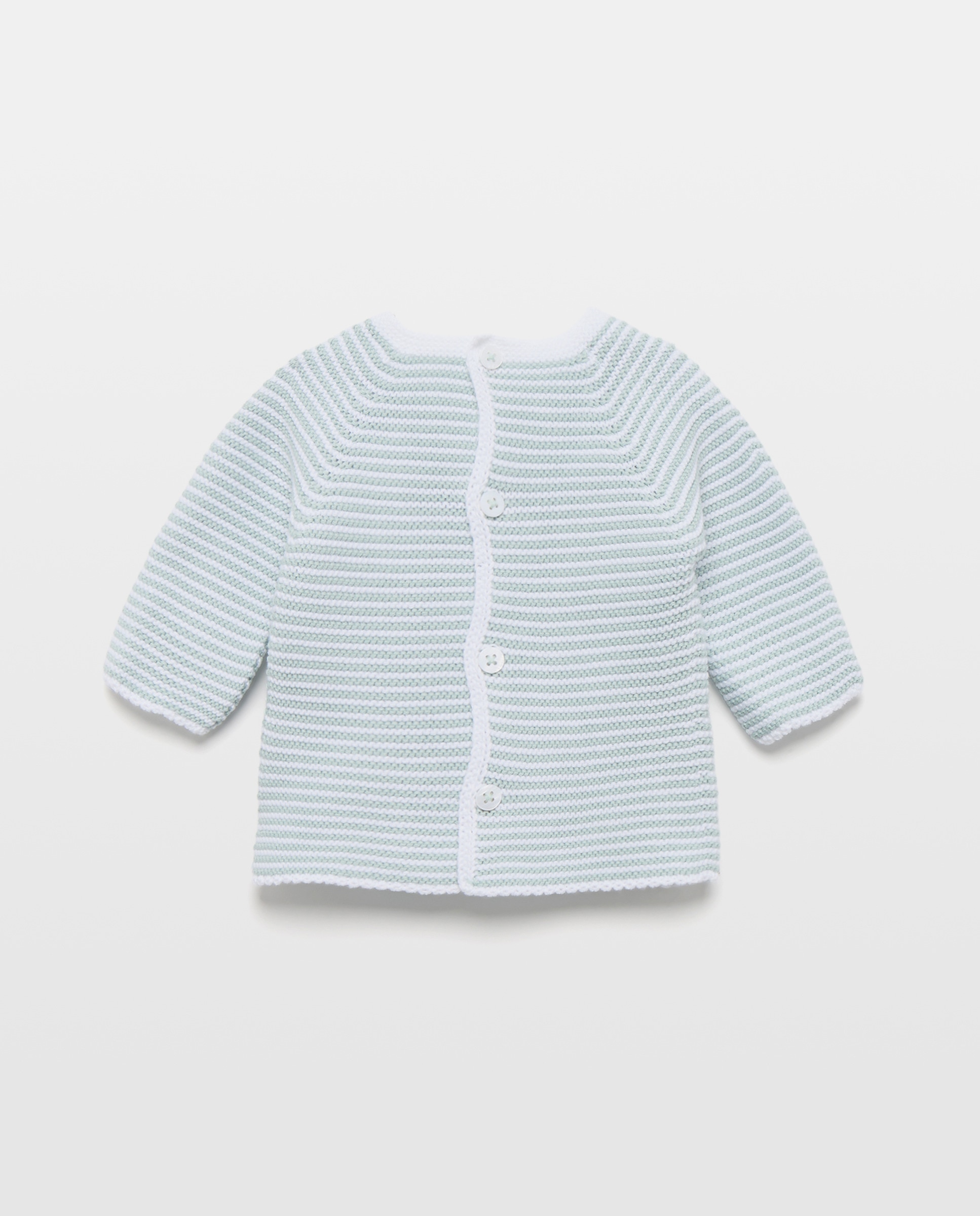 Camisola de Malha de Tricot às Riscas com Gola Redonda de Bebé Coconut El Corte Inglés Verde-2