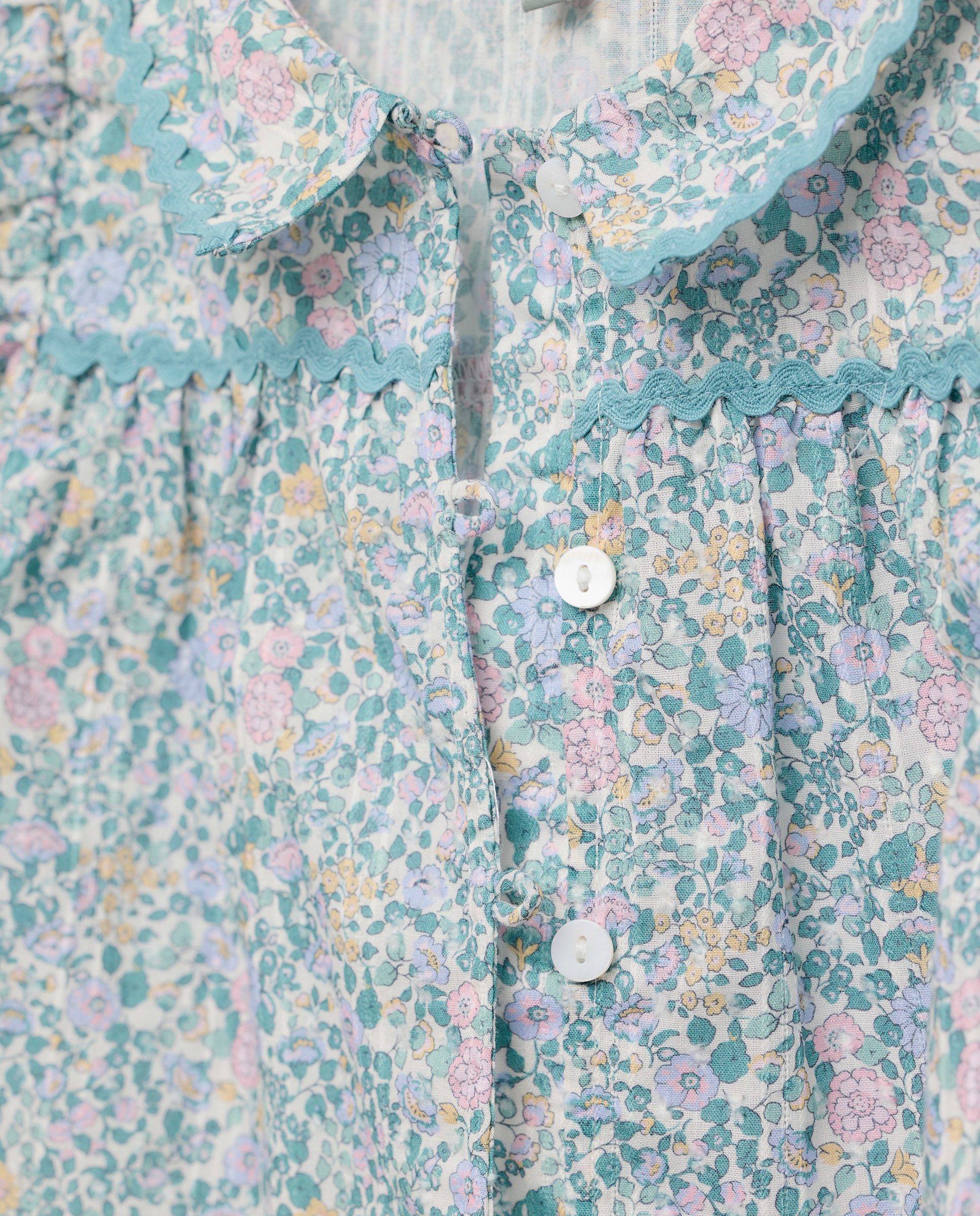 Blusa de Manga Curta com Folhos Coconut El Corte Inglés Verde-5