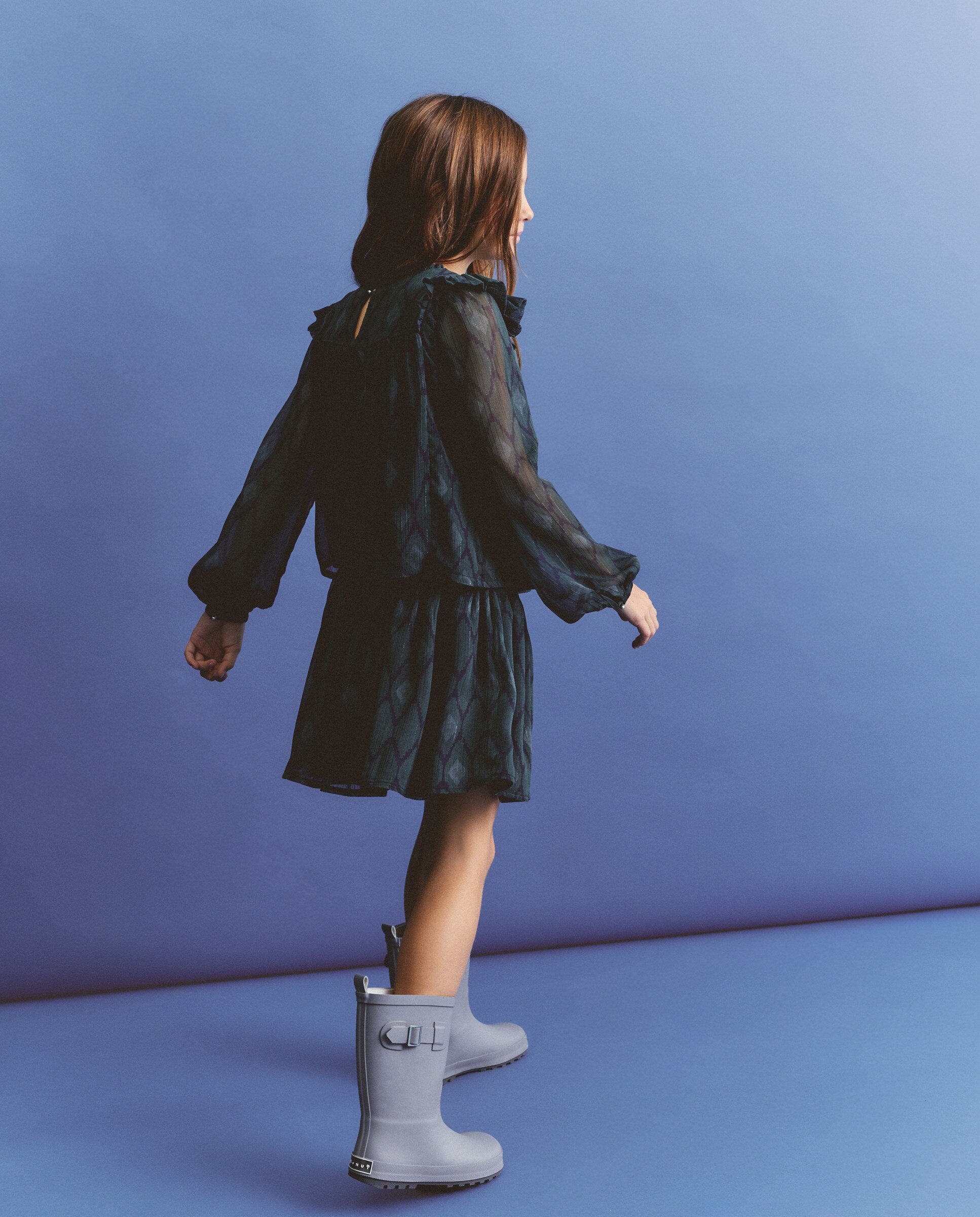 Blusa de Chiffon com Detalhe em Fio Metalizado, Franzidos e Manga Comprida Vermelho-3