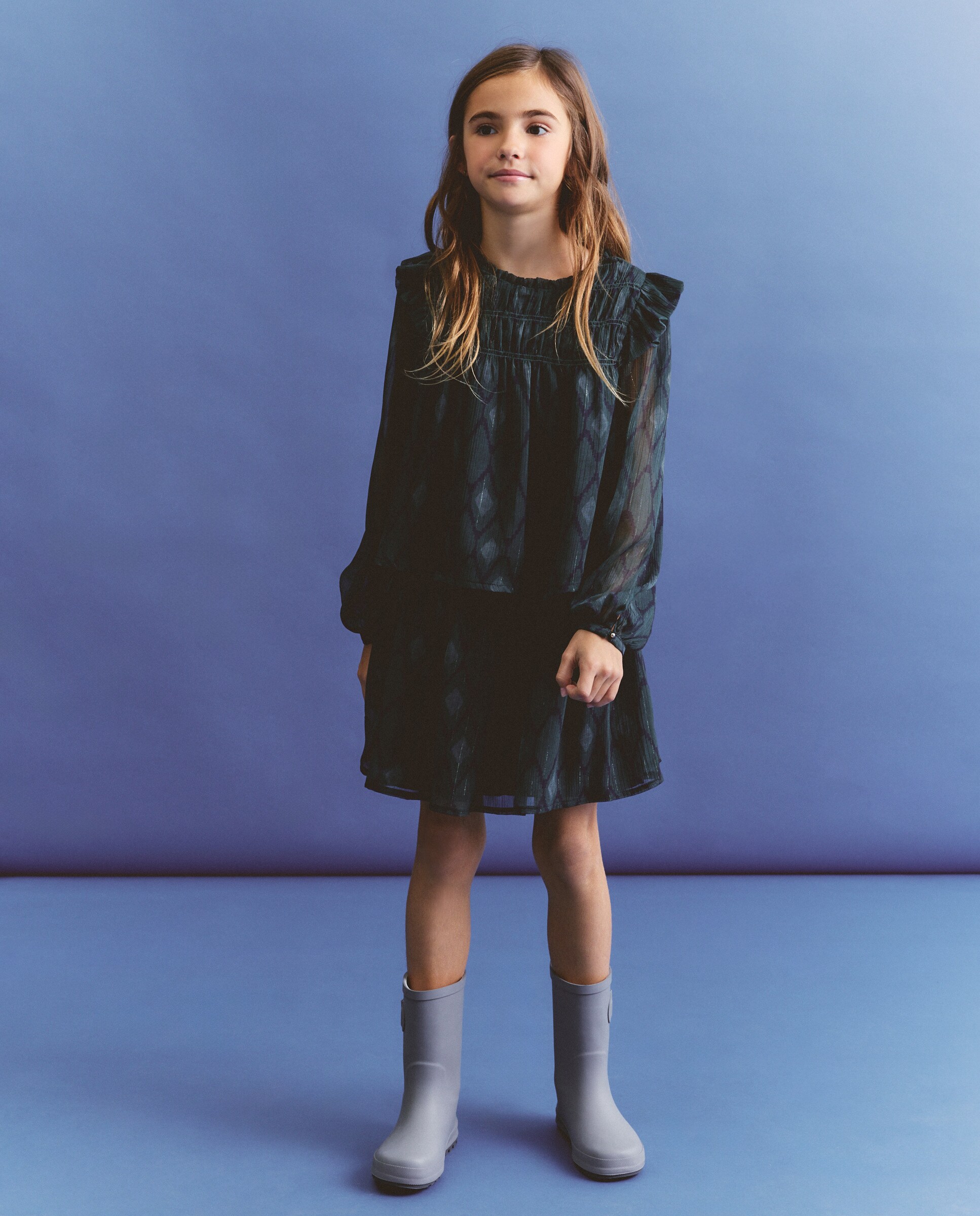 Blusa de Chiffon com Detalhe em Fio Metalizado, Franzidos e Manga Comprida Vermelho-2