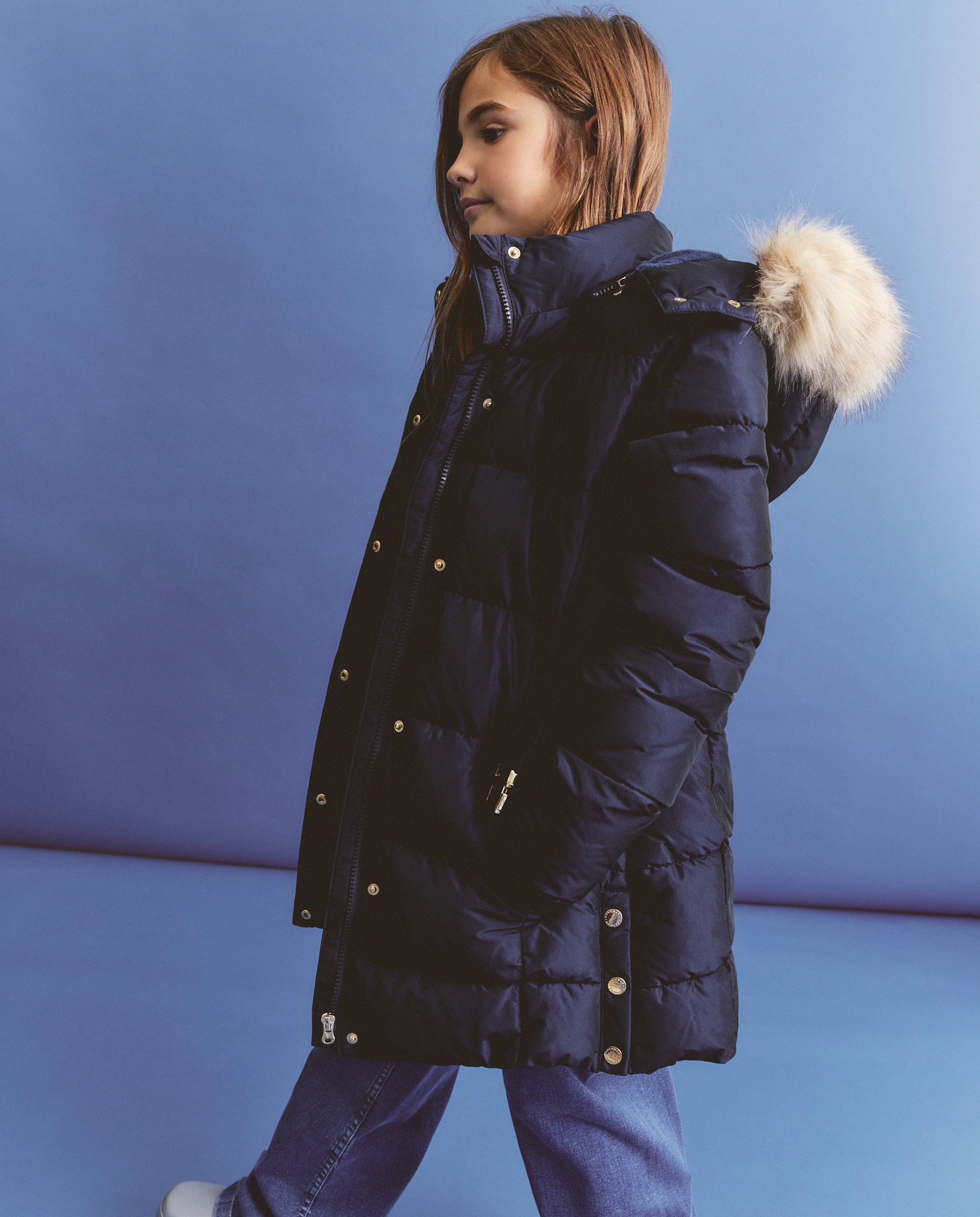 Blusão Acolchoado com Capuz Desmontável e Cinto Azul-marinho-2