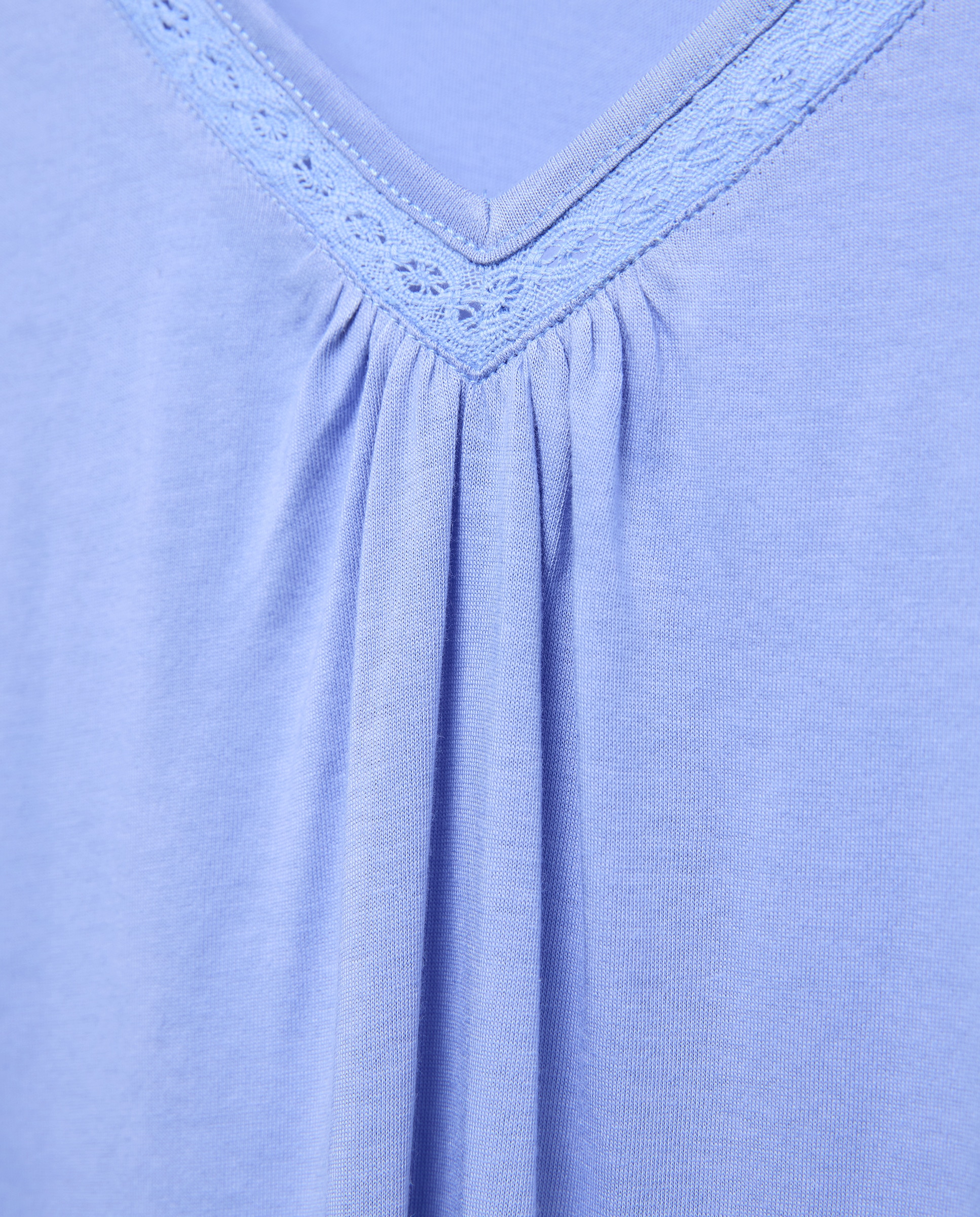 Camisa de dormir curta com renda 400 Azul-5