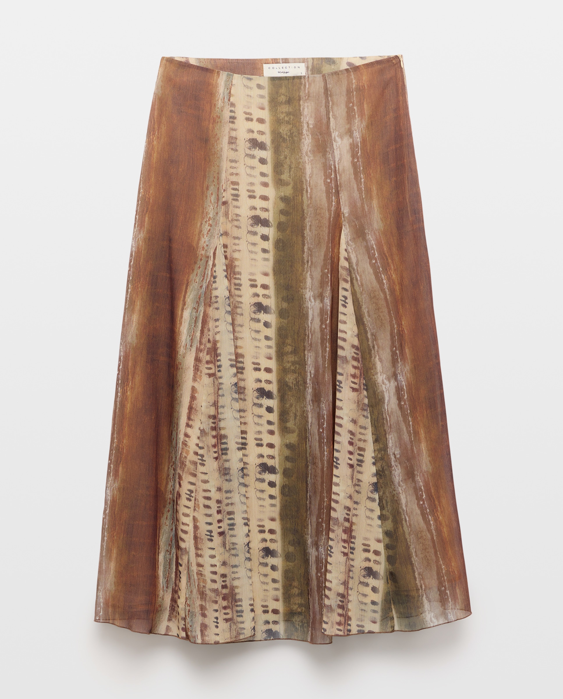 Imagen 0 de Falda print con quillas de georgette