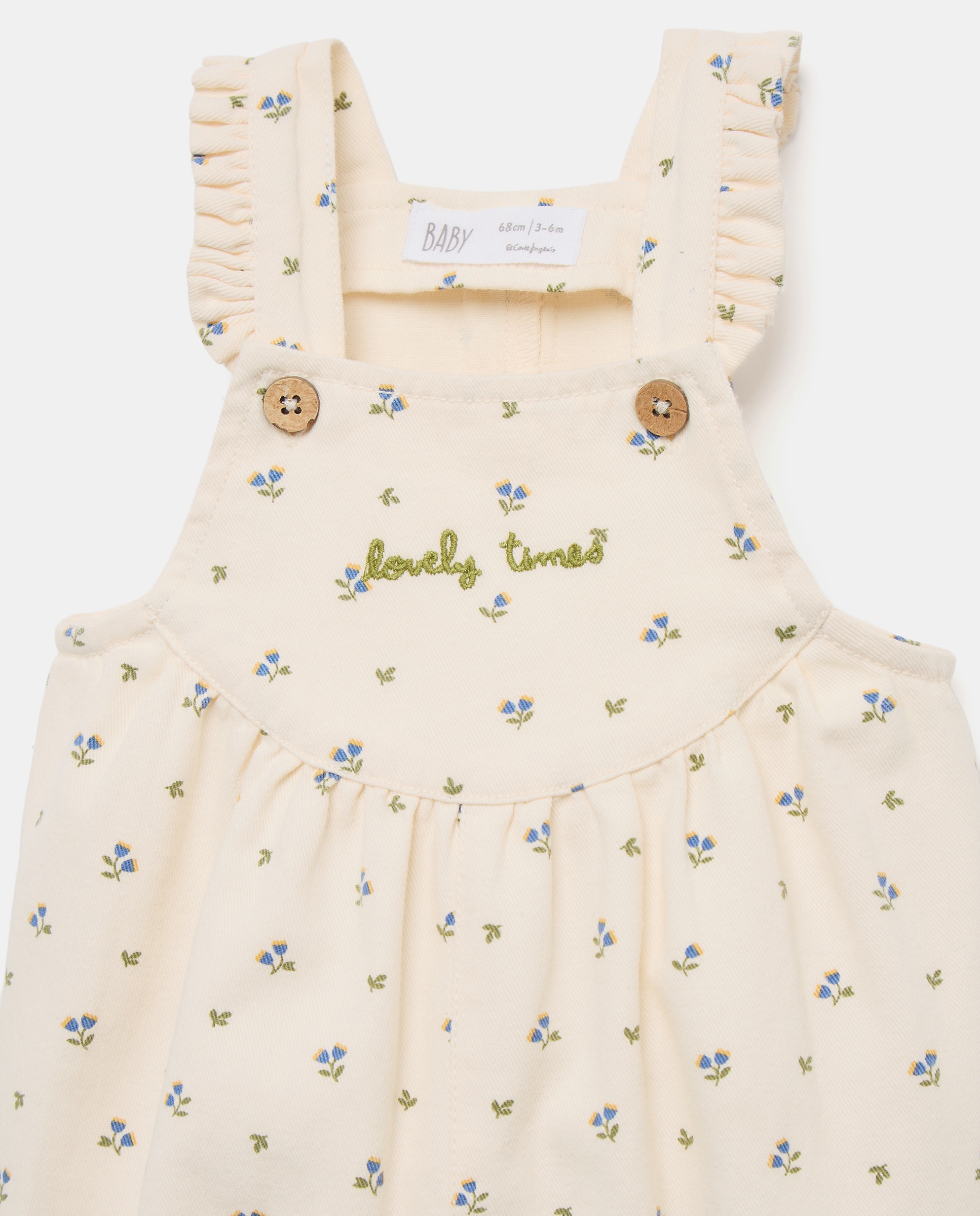 Jardineiras Estampadas de Bebé em Tecido de Sarja Baby El Corte Inglés Branco-3