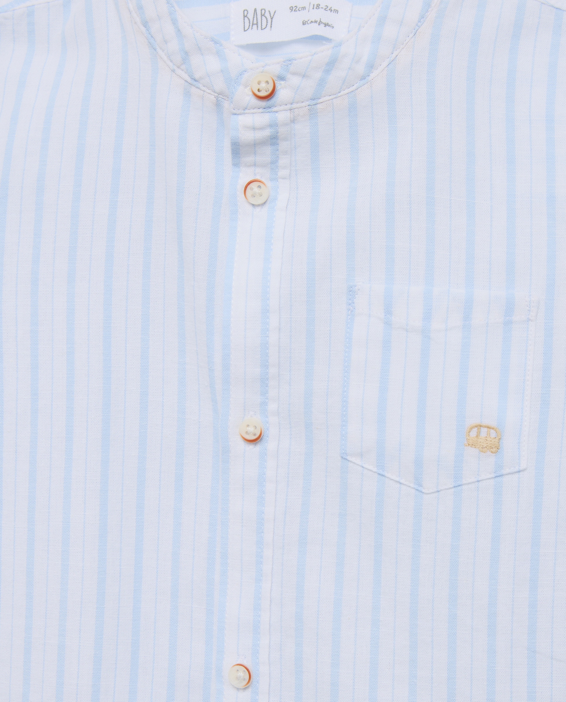 Camisa de Linho de Bebé às Riscas com Manga Comprida Baby El Corte Inglés Azul-3