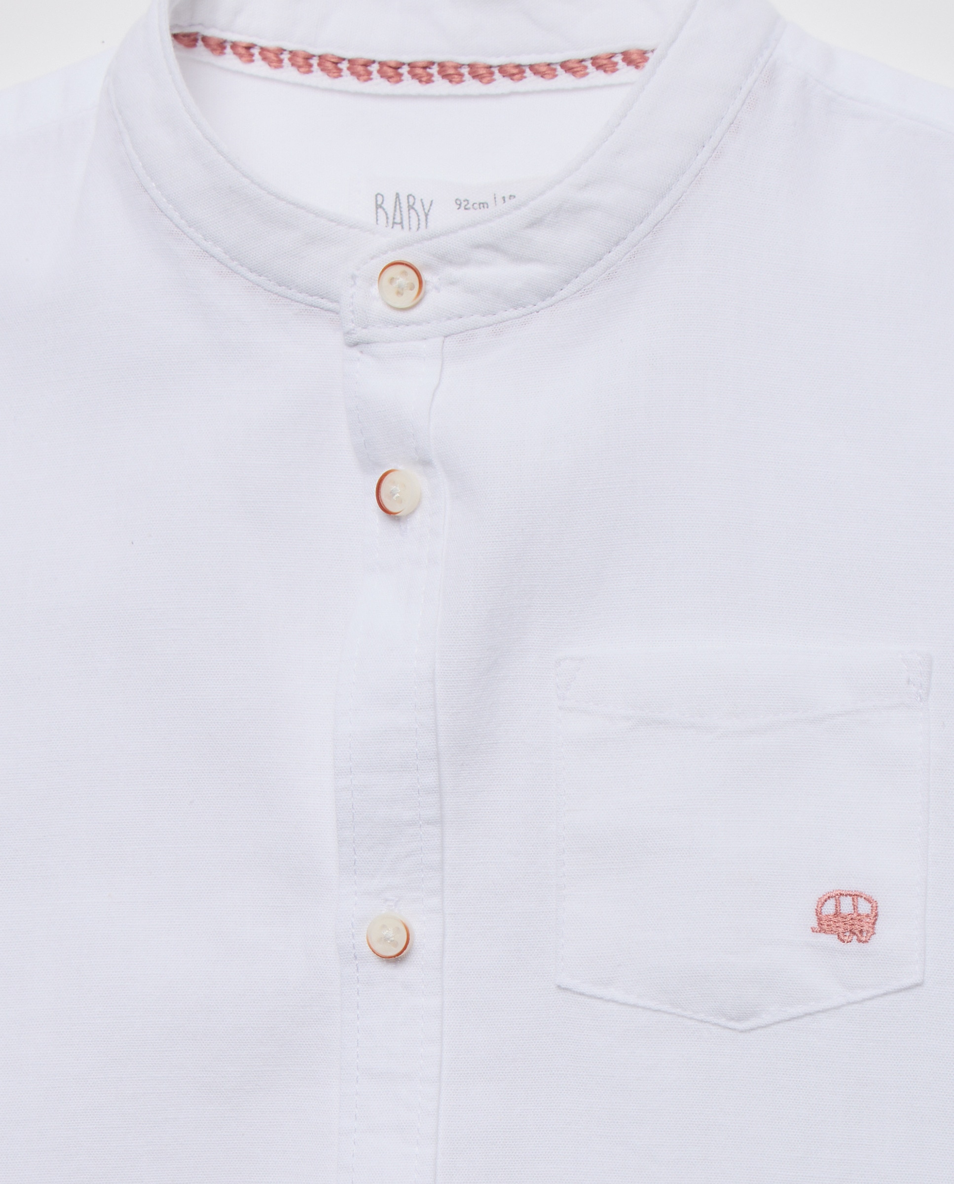 Camisa de Linho Lisa de Bebé com Manga Comprida Baby El Corte Inglés Branco-3
